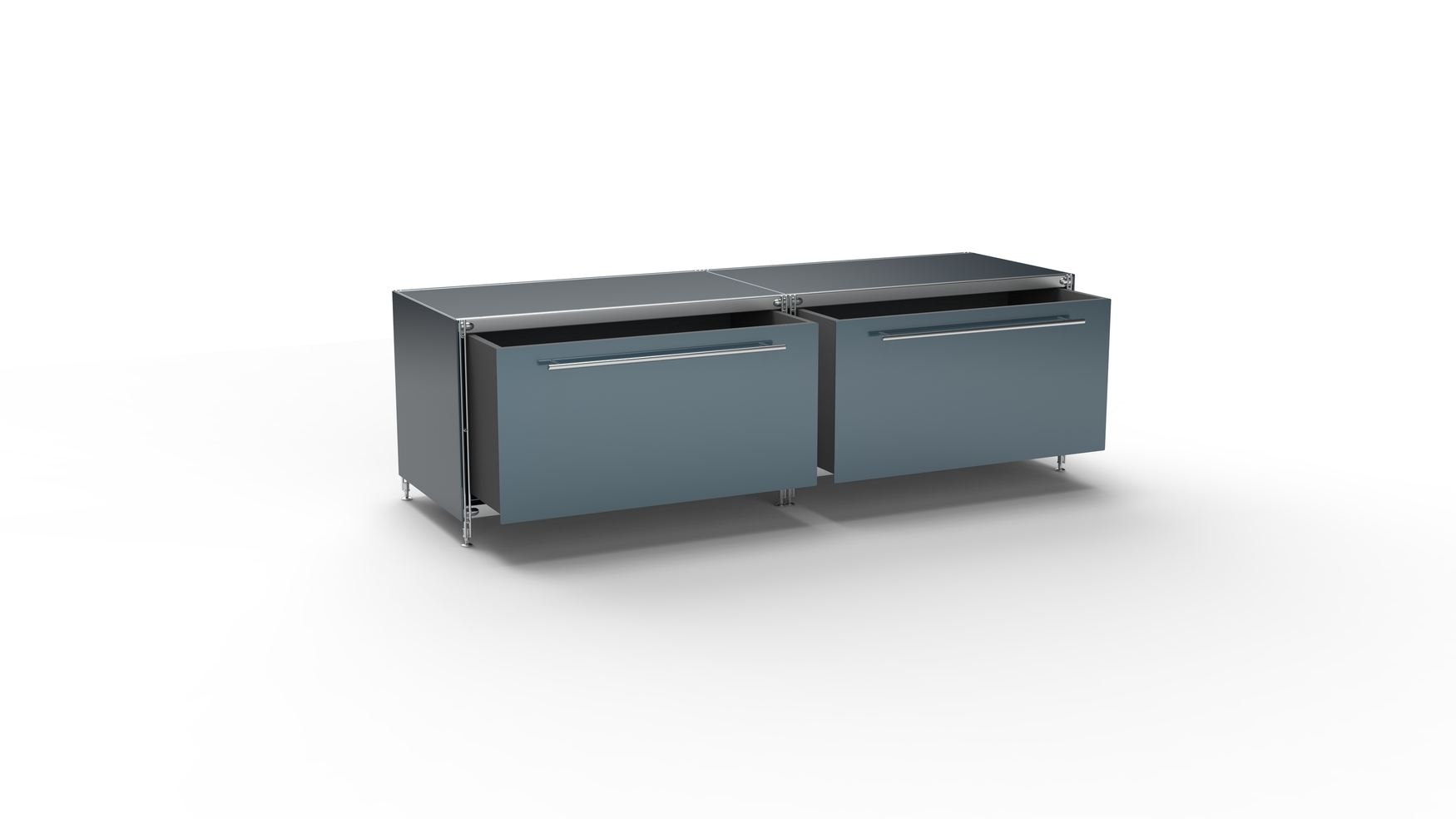 KUBUS Lowboard Metall anthrazit mit 2 großen Schubladen 157 cm breit