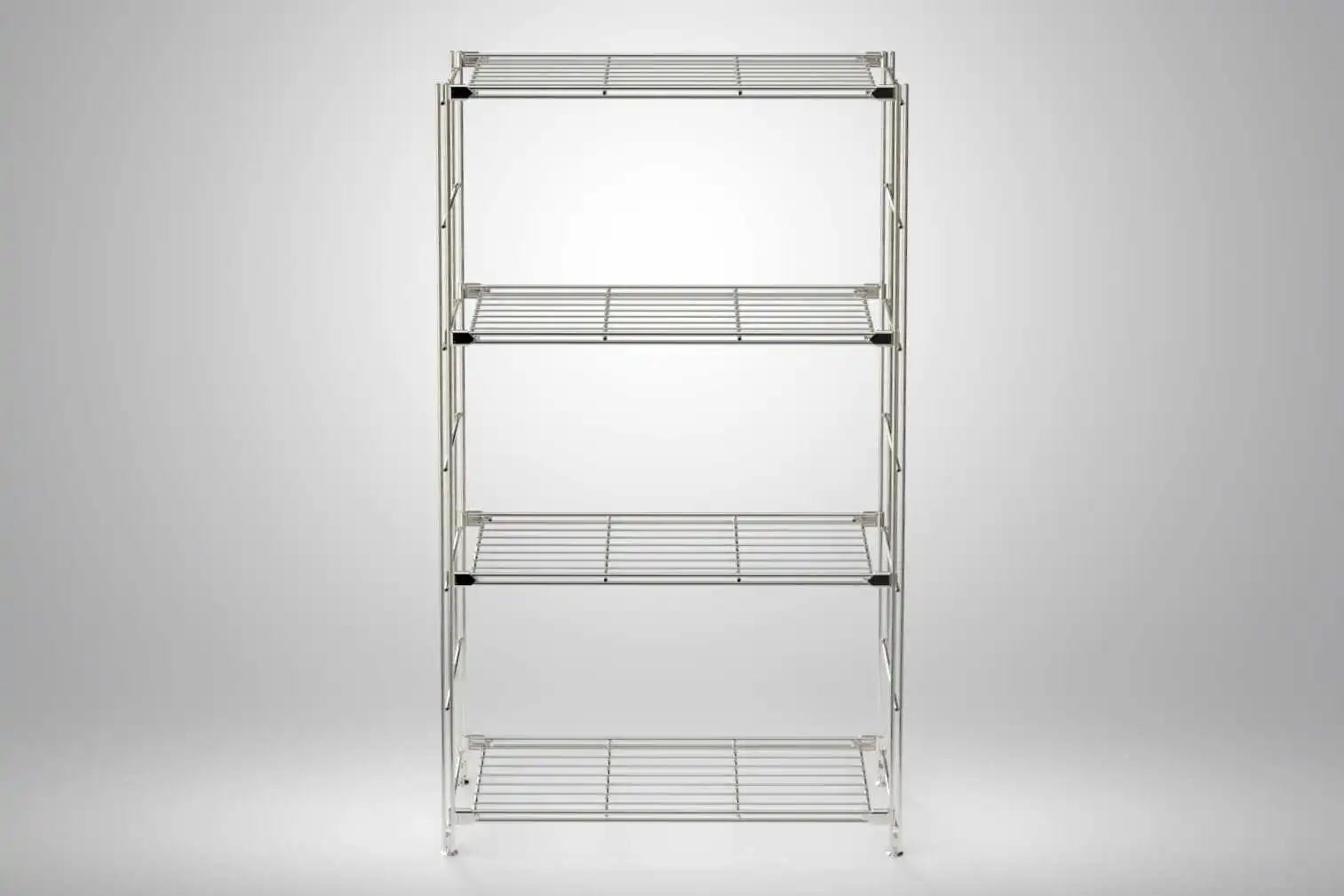 908005 Regalset mit 4 Gitterböden, 117 cm hoch, 67 cm breit, 25 cm tief, Metall verchromt mit Montage-Material, erweiterbar, Serie BIII 250