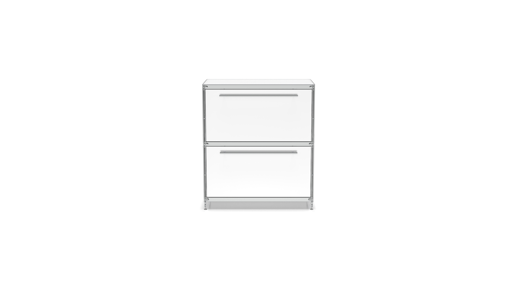 KUBUS Sideboard Metall weiss pulverbeschichtet mit 2 großen Schubladen 80 cm breit 90 cm hoch