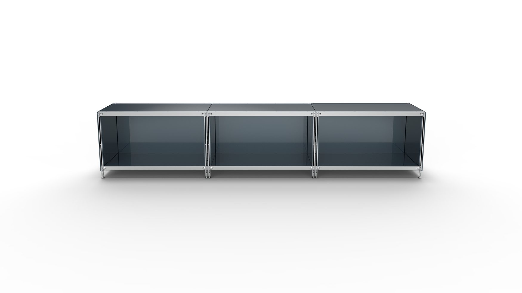 KUBUS Lowboard Metall puverbeschichtet anthrazit mit 3 offenen Fächern 235 cm breit