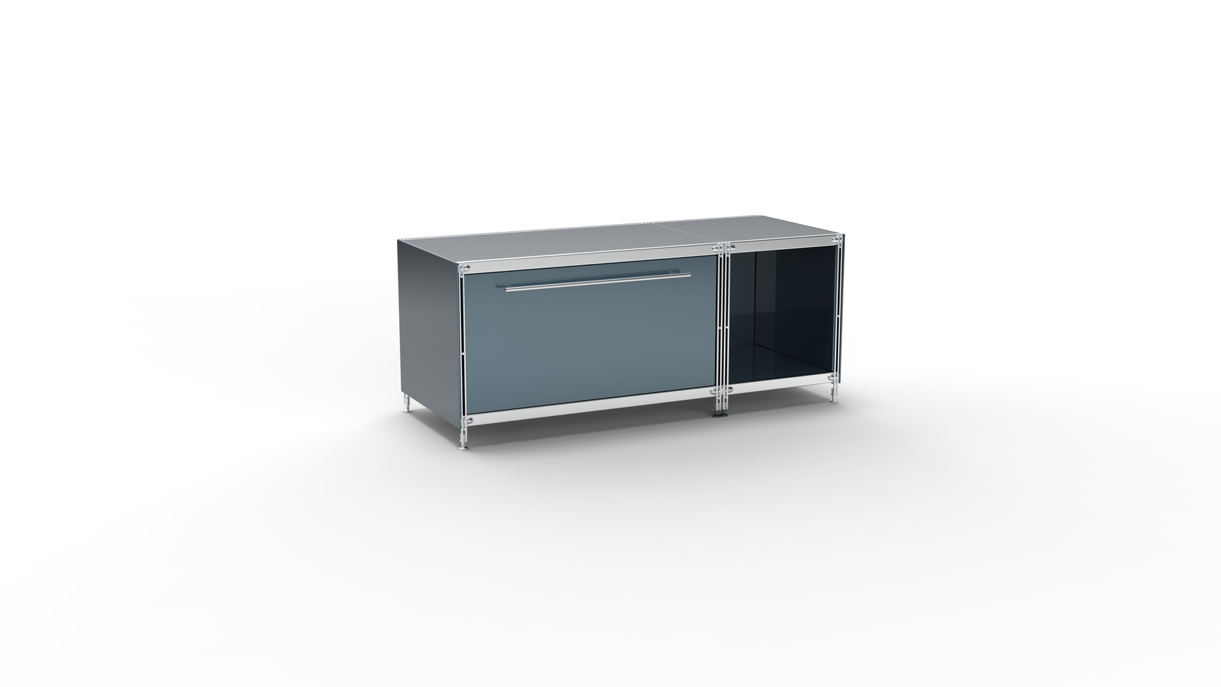 KUBUS Lowboard Metall anthrazit mit Schublade + offenem Fach 118 cm breit