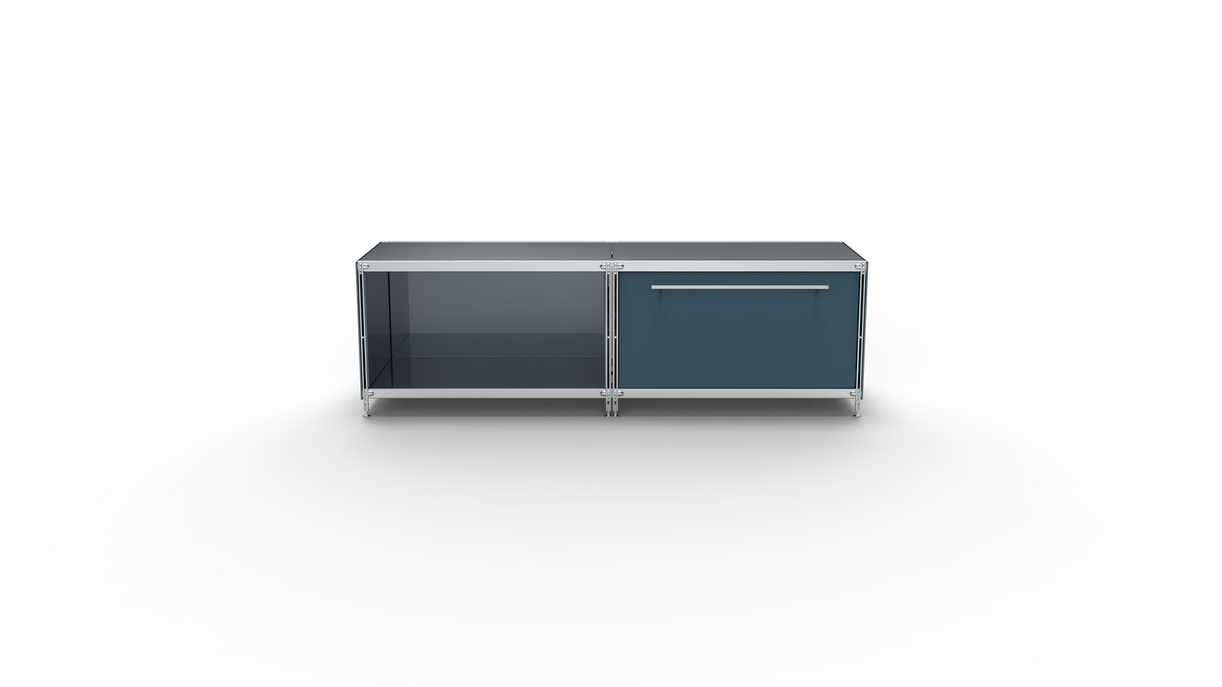 KUBUS Lowboard Metall anthrazit mit Schublade + offenem Fach 157 cm breit