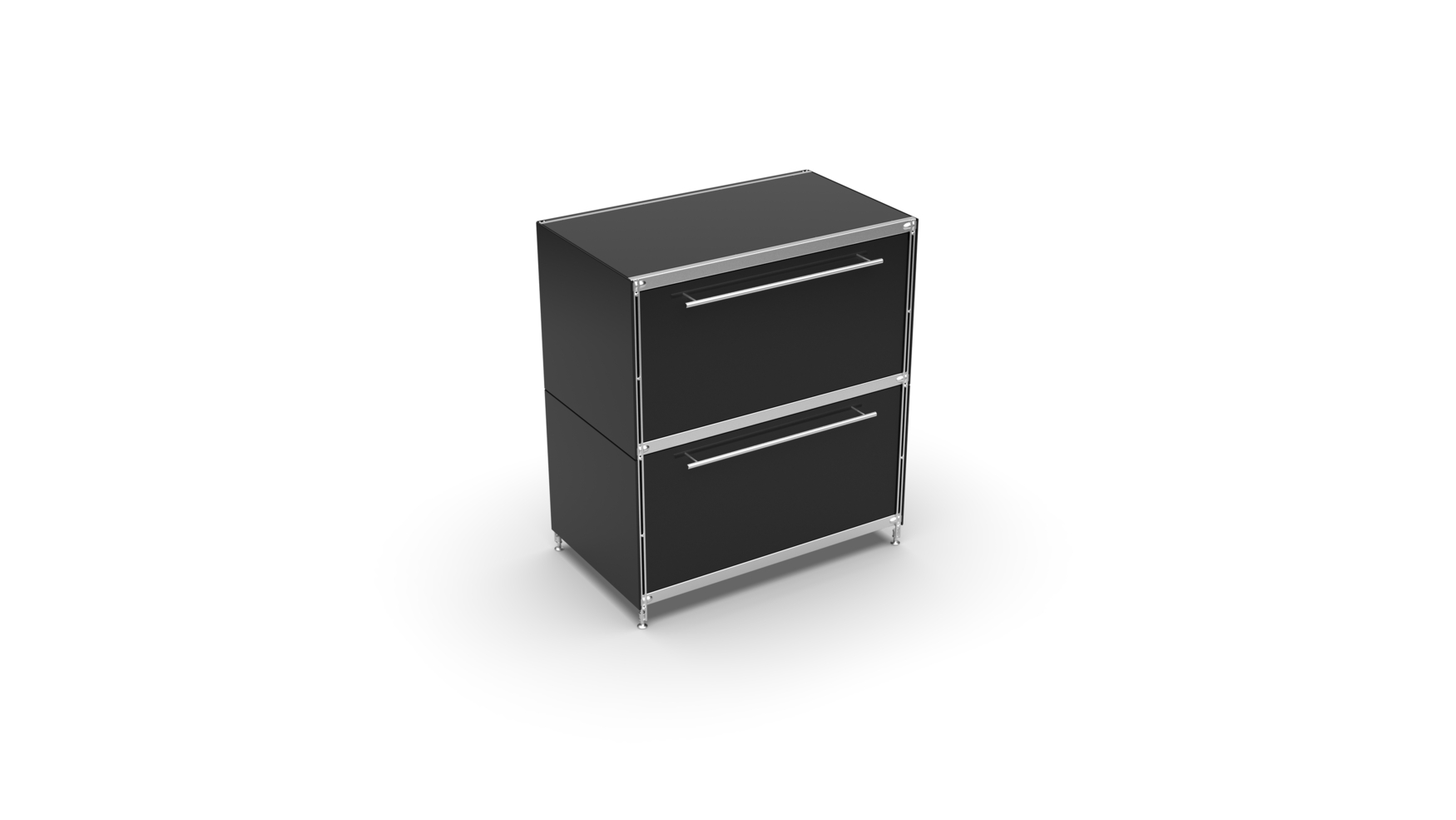 KUBUS Sideboard Metall schwarz pulverbeschichtet mit 2 großen Schubladen 80 cm breit