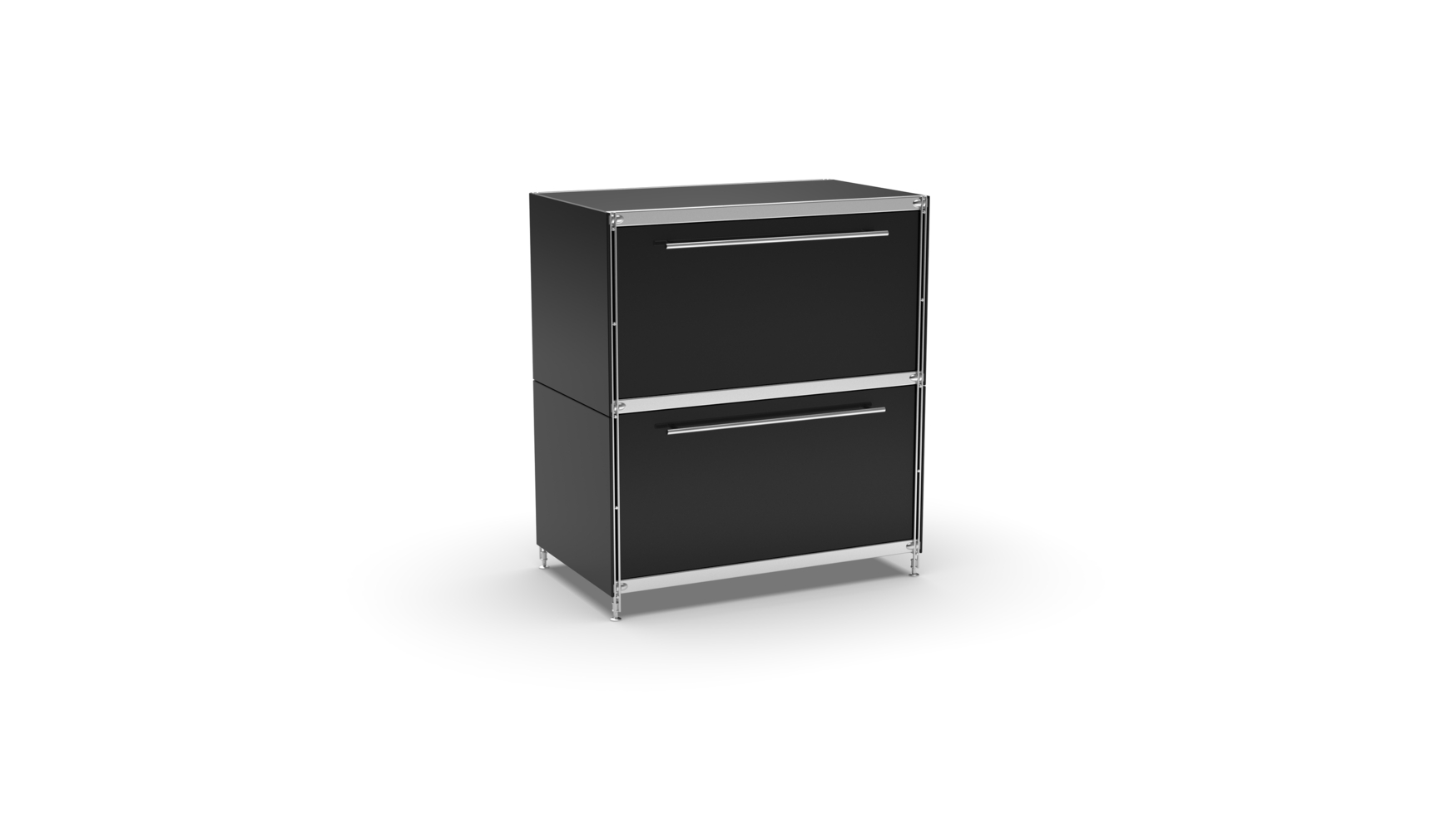 KUBUS Sideboard Metall schwarz pulverbeschichtet mit 2 großen Schubladen 80 cm breit