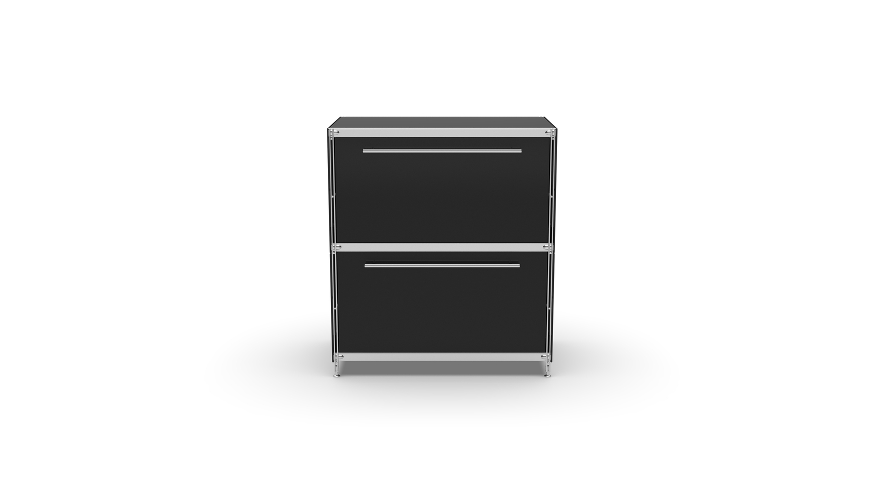 KUBUS Sideboard Metall schwarz pulverbeschichtet mit 2 großen Schubladen 80 cm breit