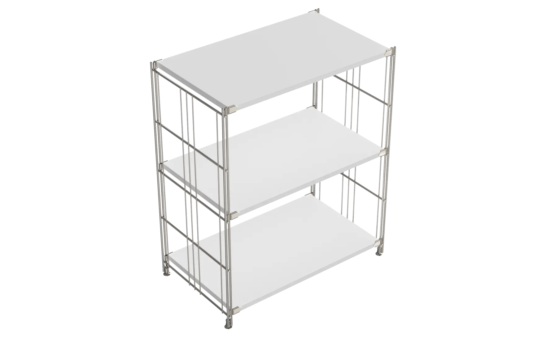 BIII Regal 80 x 65 x 38 cm mit 3 weißen Holzböden – Art.-Nr. 909202 Das geräumige BIII Regal mit den Maßen 80 cm Höhe, 65 cm Breite und 38 cm Tiefe bietet mehr Platz bei gewohnt schlankem Design. Mit drei weißen Holzböden ausgestattet, eignet es sich ideal zur Aufbewahrung von Büchern, Wohnaccessoires oder Büroartikeln. Die seitlichen Regalleitern bestehen aus hochwertigem, glänzend verchromtem Stahl und sorgen für Stabilität sowie einen modernen, luftigen Look.