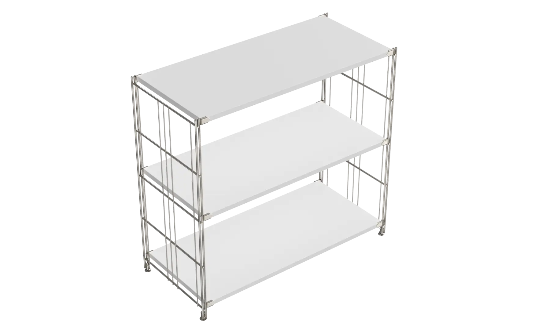 BIII Regal 80 x 85 x 38 cm mit 3 weißen Holzböden – Art.-Nr. 909203 Das großzügige BIII Regal mit den Maßen 80 cm Höhe, 85 cm Breite und 38 cm Tiefe überzeugt durch seine klare Formensprache und vielseitige Einsatzmöglichkeiten. Mit drei weißen Holzböden bietet es reichlich Stauraum – ideal für Bücher, Wohnaccessoires, Geschirr oder Bürobedarf. Die seitlichen Regalleitern bestehen aus hochwertigem, glänzend verchromtem Stahl und geben dem Regal seine typische BALTON-Stabilität und den modernen Industrie-Look.