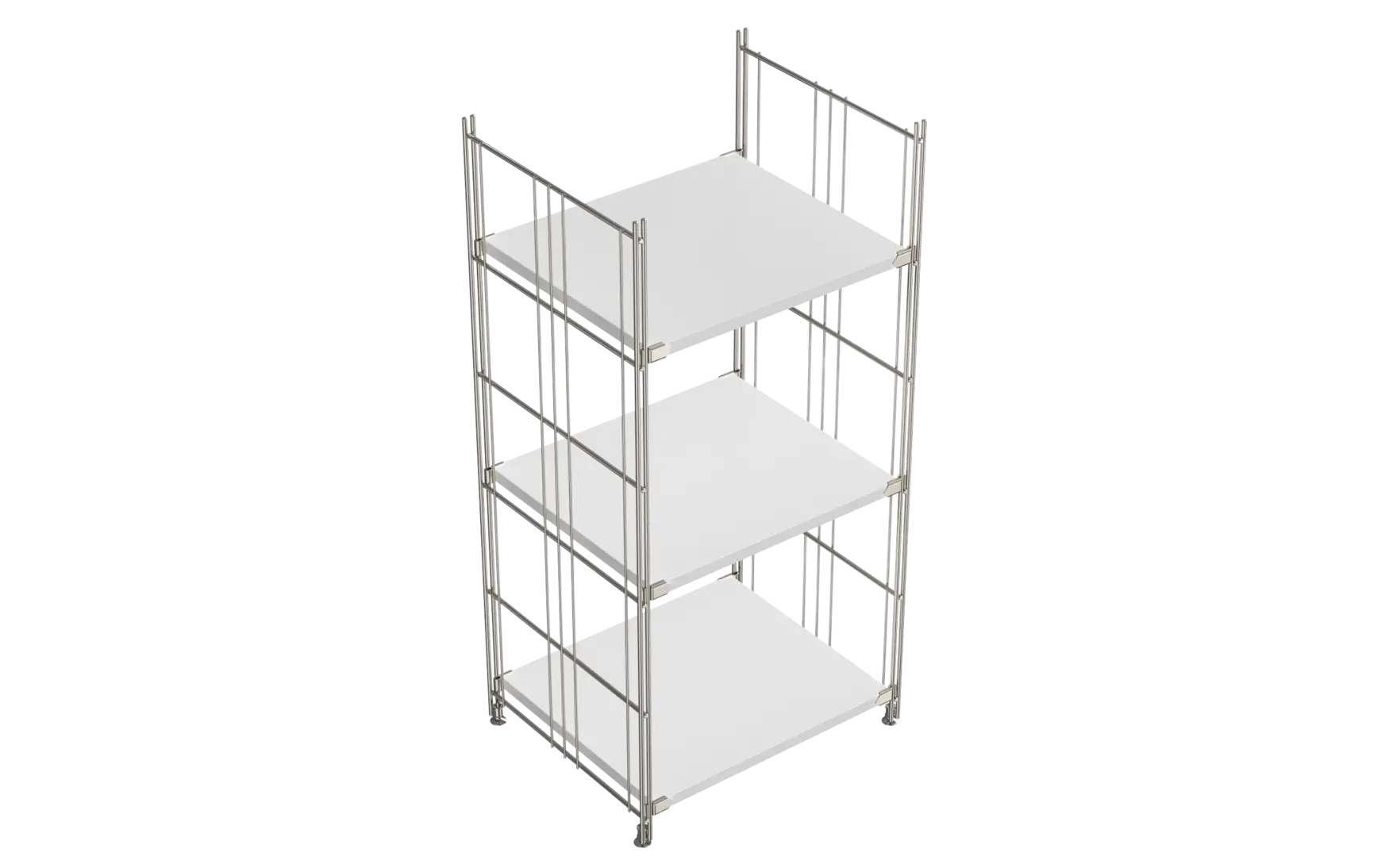 BIII Regal 98 x 46 x 38 cm mit 3 weißen Holzböden – Art.-Nr. 909301  Das schmale BIII Regal mit den Maßen 98 cm Höhe, 46 cm Breite und 38 cm Tiefe vereint zeitloses Design mit praktischer Funktionalität. Mit drei weißen Holzböden bietet es vielseitige Ablagemöglichkeiten für Bücher, Dekoration, Küchenutensilien oder Büroutensilien. Die seitlichen Regalleitern bestehen aus hochwertigem, verchromtem Stahl und sorgen durch ihre glänzende Oberfläche für ein modernes, luftiges Erscheinungsbild.