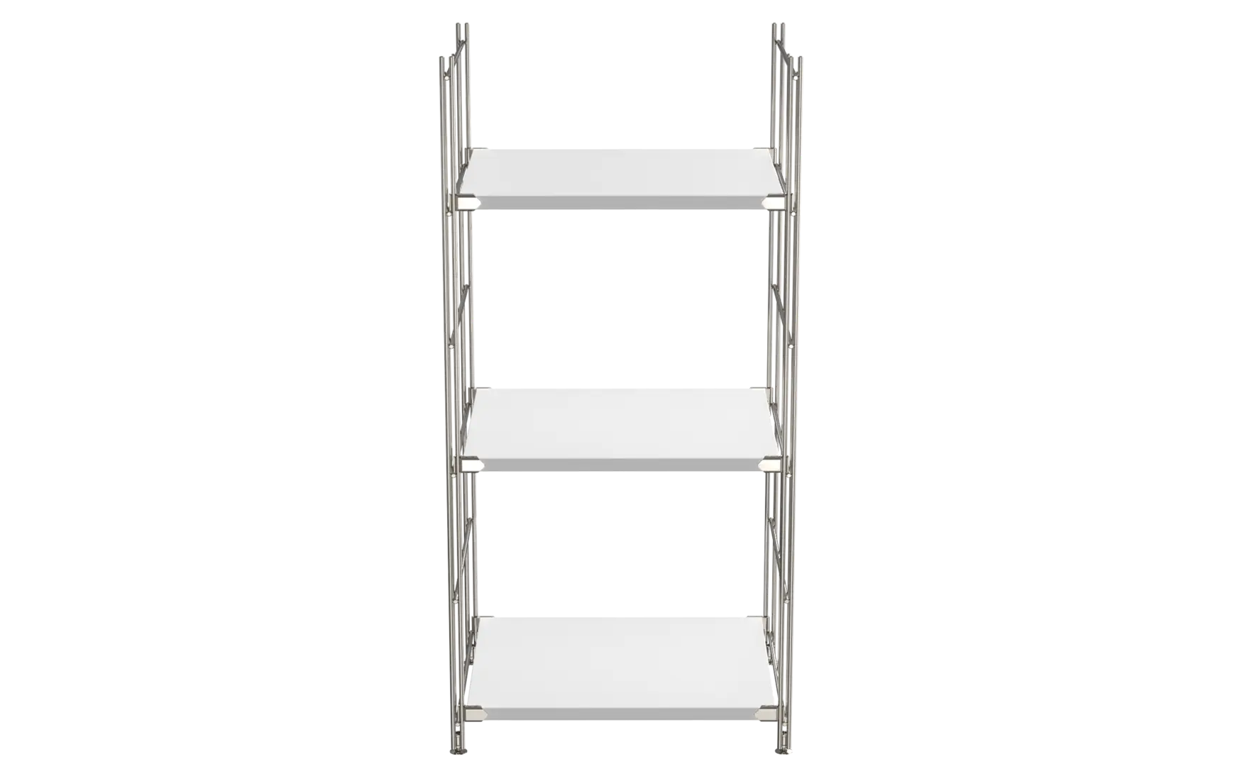 BIII Regal 98 x 46 x 38 cm mit 3 weißen Holzböden – Art.-Nr. 909301  Das schmale BIII Regal mit den Maßen 98 cm Höhe, 46 cm Breite und 38 cm Tiefe vereint zeitloses Design mit praktischer Funktionalität. Mit drei weißen Holzböden bietet es vielseitige Ablagemöglichkeiten für Bücher, Dekoration, Küchenutensilien oder Büroutensilien. Die seitlichen Regalleitern bestehen aus hochwertigem, verchromtem Stahl und sorgen durch ihre glänzende Oberfläche für ein modernes, luftiges Erscheinungsbild.