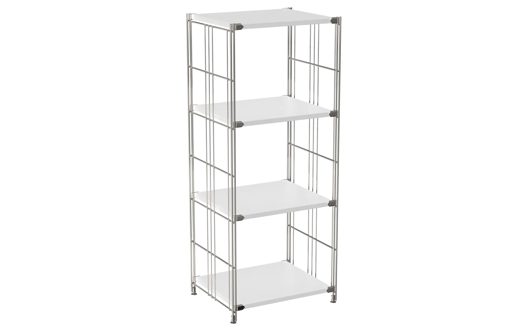 BIII Regal 117 x 46 x 38 cm mit 4 weißen Holzböden – Art.-Nr. 909401 Das geräumige BIII Regal mit den Maßen 117 cm Höhe, 46 cm Breite und 38 cm Tiefe besticht durch sein minimalistisches und funktionales Design. Ausgestattet mit vier weißen Holzböden bietet es großzügigen Stauraum und vielseitige Ablageflächen für Bücher, Dekoration oder Bürobedarf. Die Regalleitern bestehen aus verchromtem Stahl mit glänzender Oberfläche, die für Stabilität sorgt und dem Regal einen modernen Look verleiht.