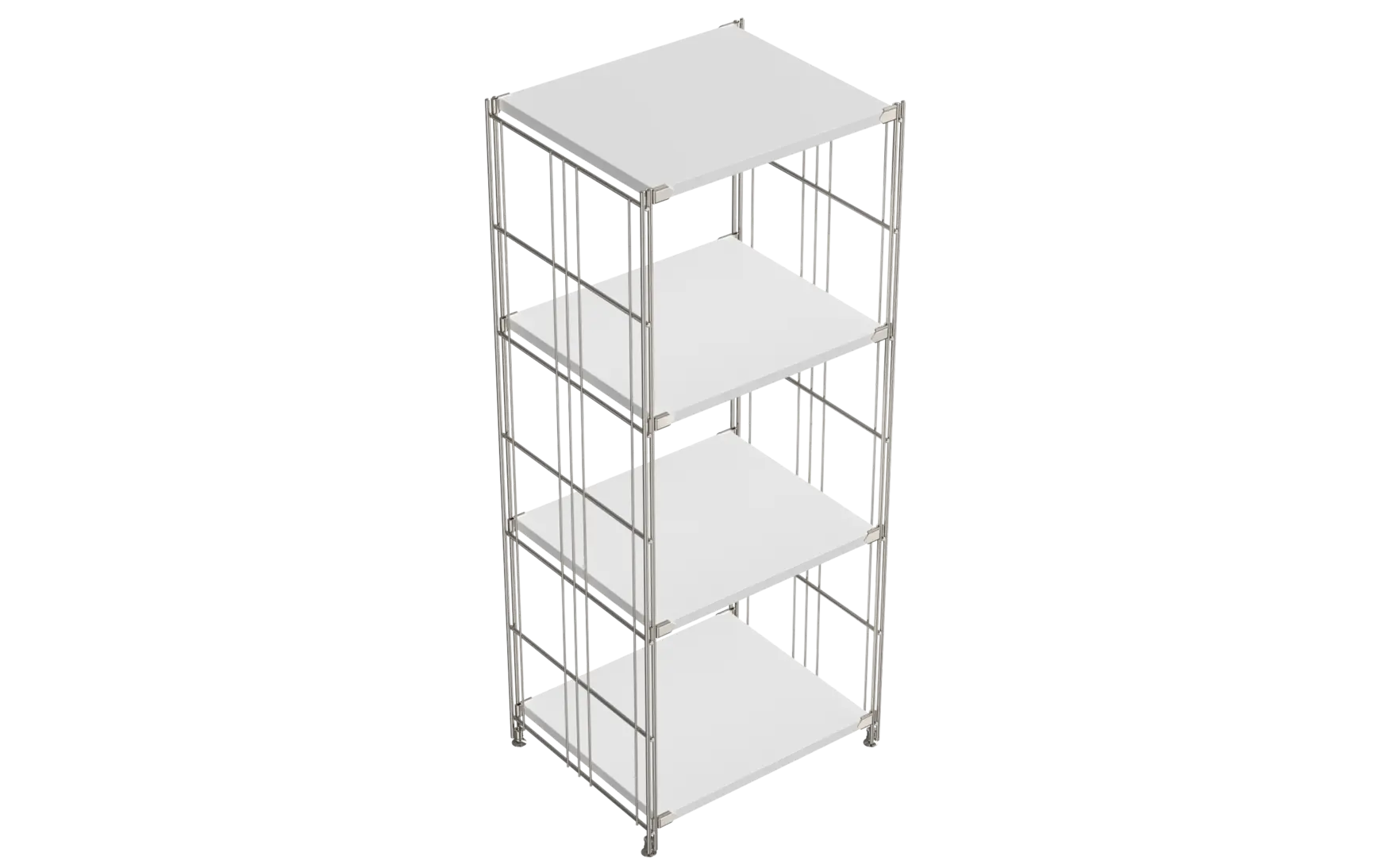BIII Regal 117 x 46 x 38 cm mit 4 weißen Holzböden – Art.-Nr. 909401 Das geräumige BIII Regal mit den Maßen 117 cm Höhe, 46 cm Breite und 38 cm Tiefe besticht durch sein minimalistisches und funktionales Design. Ausgestattet mit vier weißen Holzböden bietet es großzügigen Stauraum und vielseitige Ablageflächen für Bücher, Dekoration oder Bürobedarf. Die Regalleitern bestehen aus verchromtem Stahl mit glänzender Oberfläche, die für Stabilität sorgt und dem Regal einen modernen Look verleiht.
