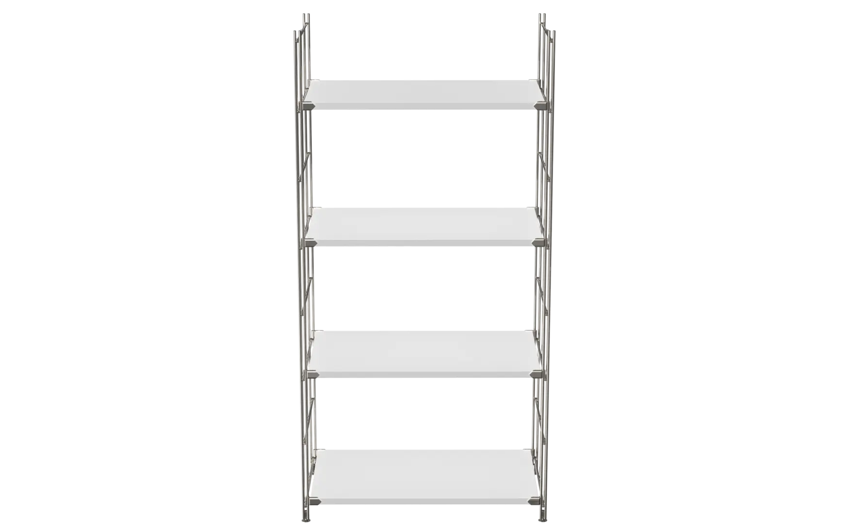 BIII Regal 135 x 65 x 38 cm mit 4 weißen Holzböden – Art.-Nr. 909502  Das geräumige BIII Regal mit den Maßen 135 cm Höhe, 65 cm Breite und 38 cm Tiefe besticht durch sein minimalistisches und zugleich funktionales Design. Ausgestattet mit vier weißen Holzböden bietet es großzügigen Stauraum und vielseitige Ablagemöglichkeiten für Bücher, Deko oder Bürobedarf. Die Regalleitern bestehen aus verchromtem Stahl mit glänzender Oberfläche und garantieren Stabilität sowie einen modernen, zeitlosen Look.