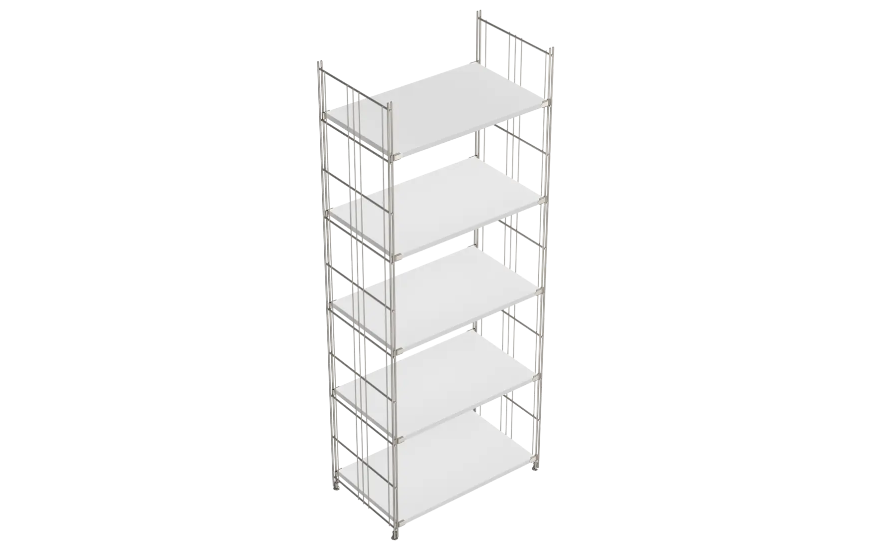 BIII Regal 172 x 65 x 38 cm mit 5 weißen Holzböden – Art.-Nr. 909702  Das großzügige BIII Regal mit den Maßen 172 cm Höhe, 65 cm Breite und 38 cm Tiefe besticht durch sein klares, funktionales Design und bietet viel Stauraum. Ausgestattet mit fünf weißen Holzböden eignet es sich ideal zur ordentlichen Aufbewahrung von Büchern, Deko, Ordnern oder anderen Wohn- und Büroartikeln. Die seitlichen Regalleitern sind aus verchromtem Stahl mit glänzender Oberfläche gefertigt, was dem Regal nicht nur Stabilität verleiht, sondern auch einen modernen, zeitlosen Look schafft.