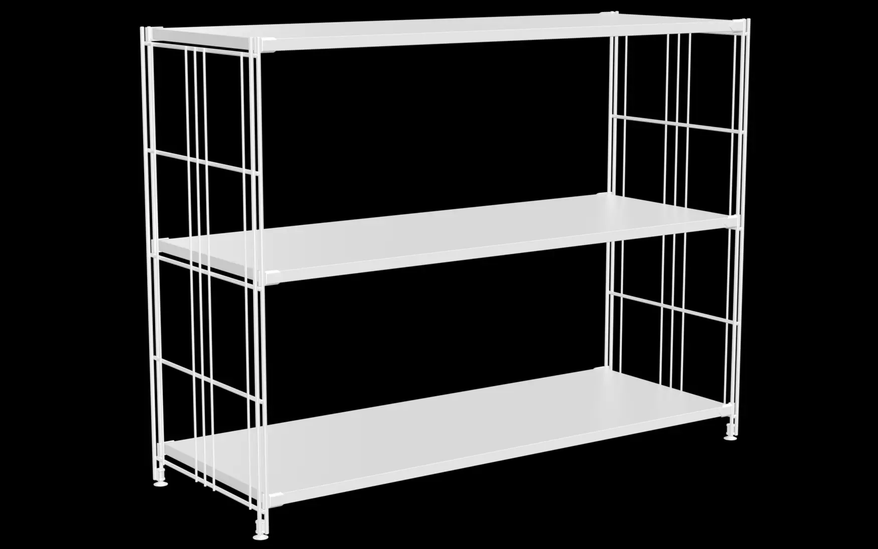 BIII Regal 80 x 106 x 38 cm mit 3 weißen Holzböden – Art.-Nr. 909218 Das großzügige BIII Regal mit den Maßen 80 cm Höhe, 106 cm Breite und 38 cm Tiefe bietet besonders viel Platz und eignet sich ideal zur Aufbewahrung und Präsentation verschiedenster Gegenstände. Ob als offenes Bücherregal, dekoratives Sideboard oder funktionale Ablage im Büro – dieses Möbelstück überzeugt durch sein klares, modernes Design und vielseitige Einsatzmöglichkeiten. Die drei weißen Holzböden sind gleichmäßig verteilt und bieten reichlich Ablagefläche. Die seitlichen Regalleitern bestehen aus robustem Stahl mit einer weiß glänzenden Beschichtung, die dem Regal einen leichten, zeitlosen Look verleiht und gleichzeitig für Stabilität sorgt. Ideal für große Wandflächen, kombiniert das Regal Ästhetik und Funktionalität – perfekt für moderne Wohnräume, Arbeitsbereiche oder Ladenflächen.