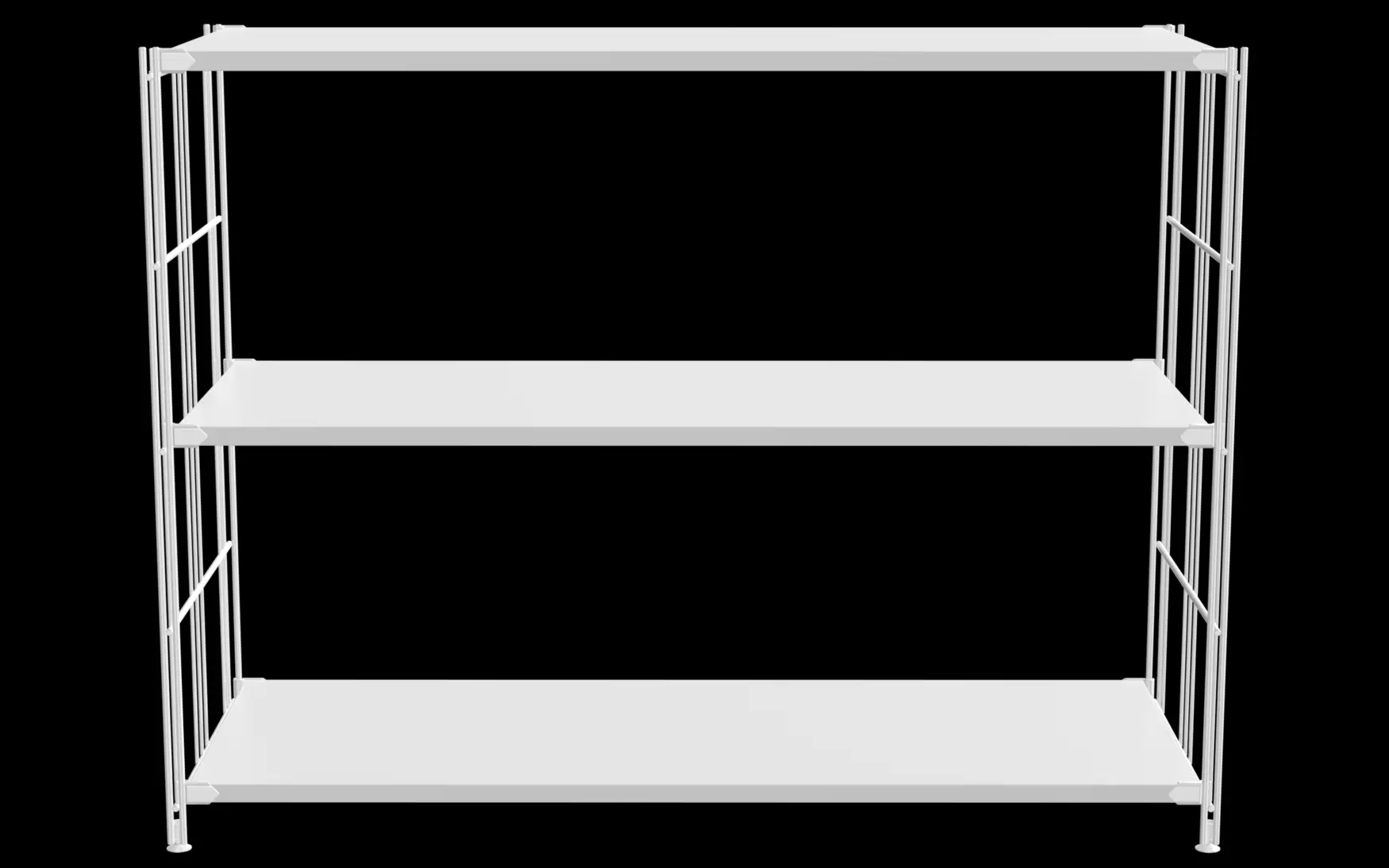 BIII Regal 80 x 106 x 38 cm mit 3 weißen Holzböden – Art.-Nr. 909218 Das großzügige BIII Regal mit den Maßen 80 cm Höhe, 106 cm Breite und 38 cm Tiefe bietet besonders viel Platz und eignet sich ideal zur Aufbewahrung und Präsentation verschiedenster Gegenstände. Ob als offenes Bücherregal, dekoratives Sideboard oder funktionale Ablage im Büro – dieses Möbelstück überzeugt durch sein klares, modernes Design und vielseitige Einsatzmöglichkeiten. Die drei weißen Holzböden sind gleichmäßig verteilt und bieten reichlich Ablagefläche. Die seitlichen Regalleitern bestehen aus robustem Stahl mit einer weiß glänzenden Beschichtung, die dem Regal einen leichten, zeitlosen Look verleiht und gleichzeitig für Stabilität sorgt. Ideal für große Wandflächen, kombiniert das Regal Ästhetik und Funktionalität – perfekt für moderne Wohnräume, Arbeitsbereiche oder Ladenflächen.