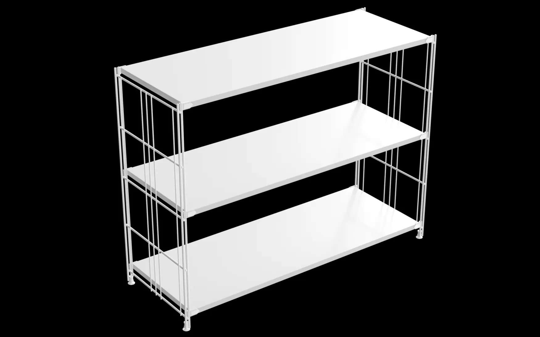 BIII Regal 80 x 106 x 38 cm mit 3 weißen Holzböden – Art.-Nr. 909218 Das großzügige BIII Regal mit den Maßen 80 cm Höhe, 106 cm Breite und 38 cm Tiefe bietet besonders viel Platz und eignet sich ideal zur Aufbewahrung und Präsentation verschiedenster Gegenstände. Ob als offenes Bücherregal, dekoratives Sideboard oder funktionale Ablage im Büro – dieses Möbelstück überzeugt durch sein klares, modernes Design und vielseitige Einsatzmöglichkeiten. Die drei weißen Holzböden sind gleichmäßig verteilt und bieten reichlich Ablagefläche. Die seitlichen Regalleitern bestehen aus robustem Stahl mit einer weiß glänzenden Beschichtung, die dem Regal einen leichten, zeitlosen Look verleiht und gleichzeitig für Stabilität sorgt. Ideal für große Wandflächen, kombiniert das Regal Ästhetik und Funktionalität – perfekt für moderne Wohnräume, Arbeitsbereiche oder Ladenflächen.