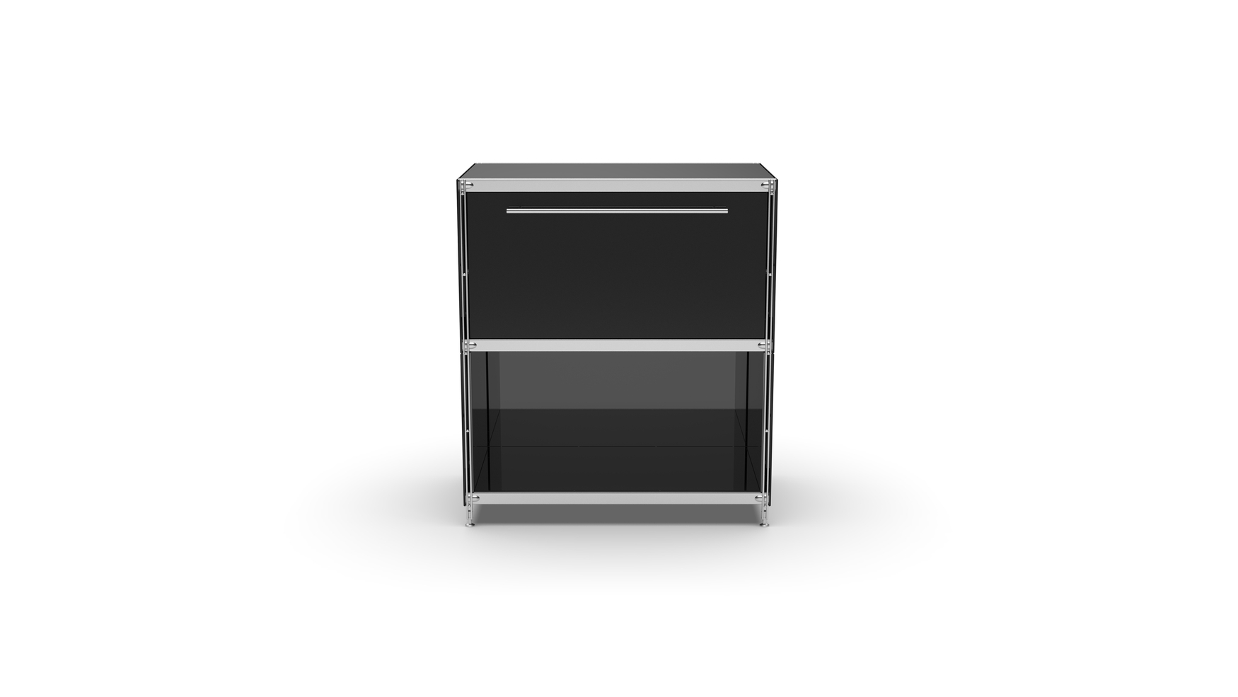 KUBUS Sideboard Metall schwarz pulverbeschichtet mit 1 großen Schublade + 1 Fach offen 80 cm breit