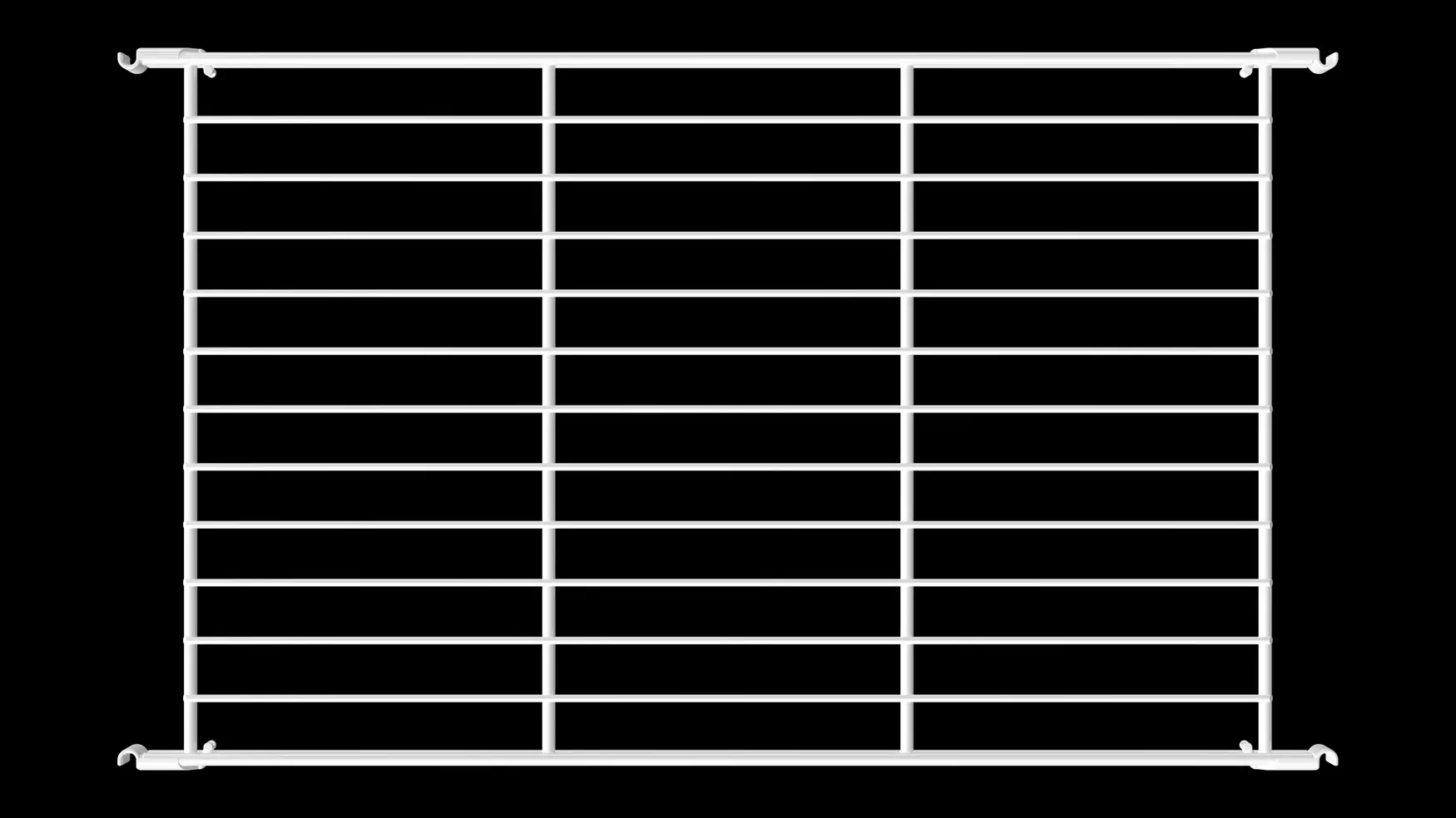 Weißer Gitterboden mit Halterungen – 65 x 38 cm Art.-Nr. 270215 Praktisch, stabil, erweiterbar: Der weiß pulverbeschichtete Gitterboden mit Halterungen ergänzt das BIII Regalsystem um eine flexible Ablagefläche. Ideal für Bücher, Deko oder Büroartikel – schnell montiert und belastbar.