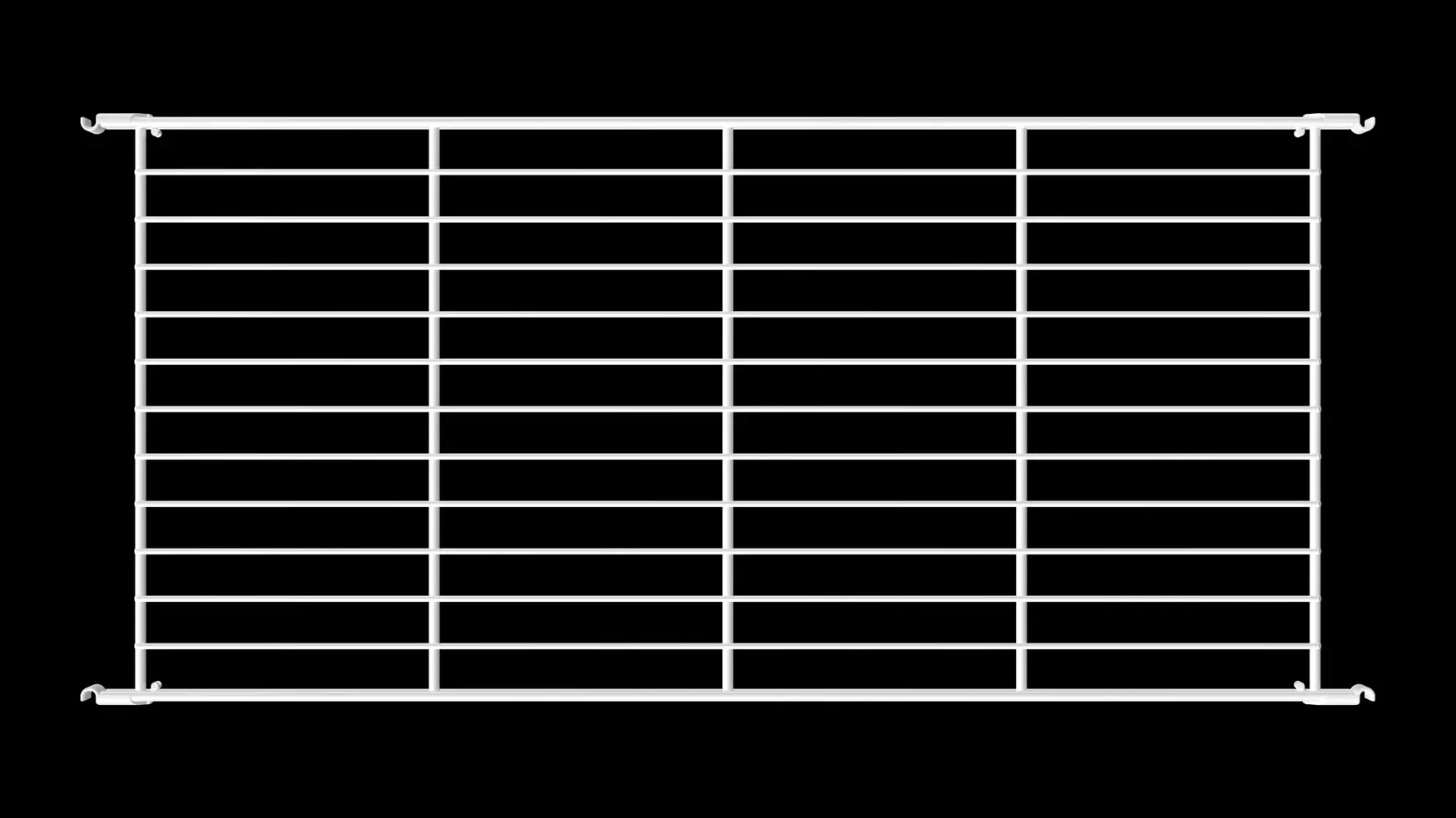 Weißer Gitterboden mit Halterungen – 85 x 38 cm Art.-Nr. 270225 Robust, flexibel, modern: Der Gitterboden mit Halterungen in Weiß (pulverbeschichtet) erweitert das BIII Regalsystem um eine breite Ablagefläche. Ideal für große Bücher, Deko oder Arbeitsmaterial – einfach montiert und vielseitig einsetzbar.