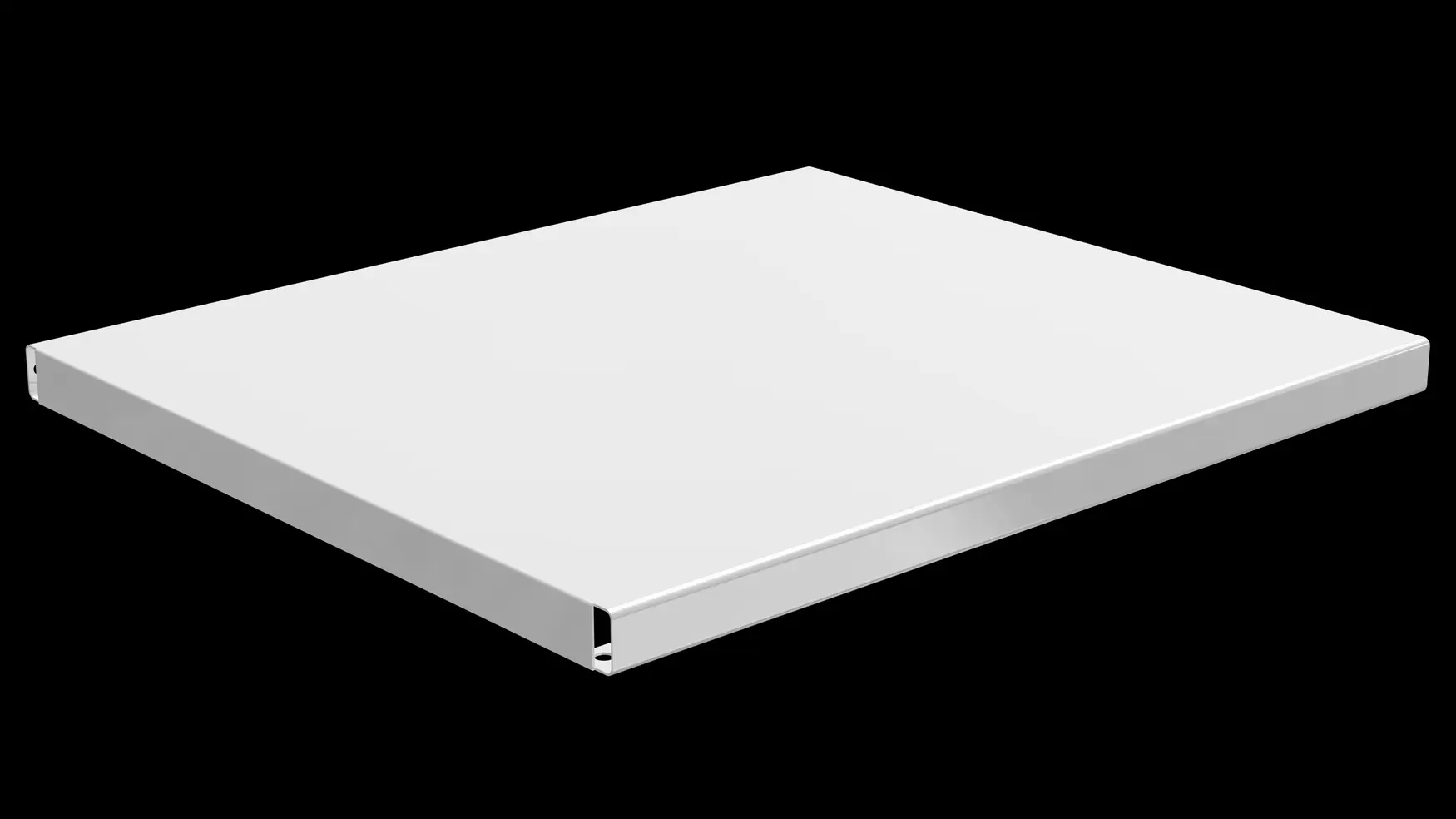 Weißer Blechboden mit Halterungen – 46 x 38 cm Art.-Nr. 272000 Robuster und eleganter Blechboden in Weiß, perfekt passend zum BIII Regalsystem. Die pulverbeschichtete Oberfläche sorgt für hohe Widerstandsfähigkeit und einen modernen Look. Ideal für flexible Ablageflächen in Wohn- und Arbeitsbereichen.