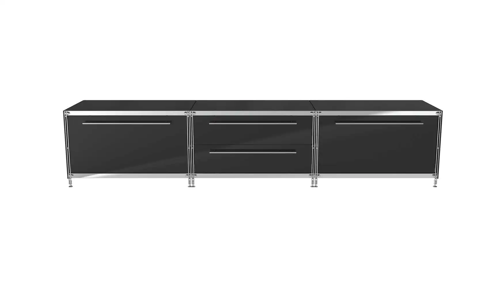 910357 KUBUS Lowboard Metall schwarz mit 4 Schubfächern 235 cm breit