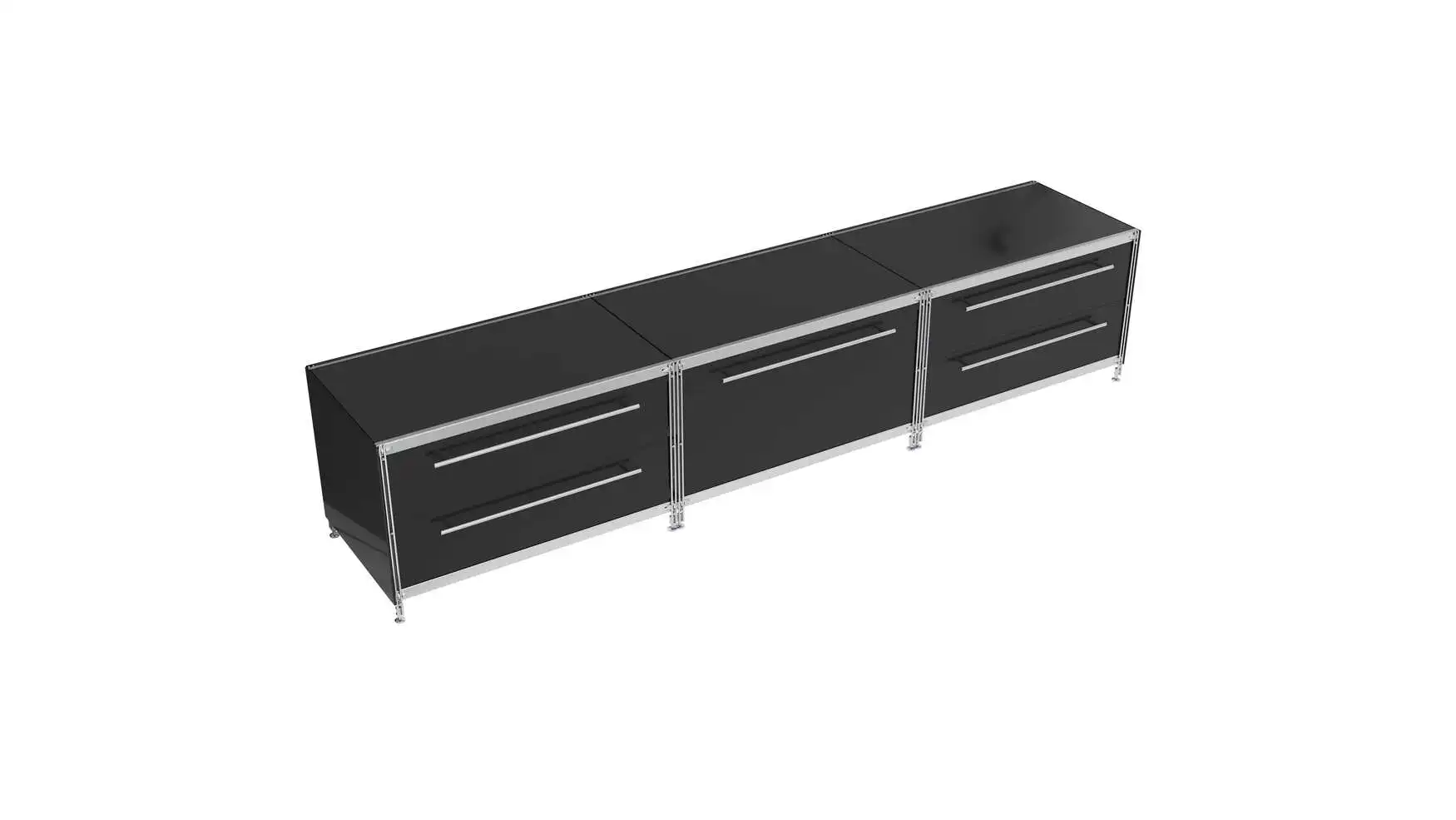 910360 KUBUS Lowboard Metall schwarz mit 5 Schubfächern 235 cm breit