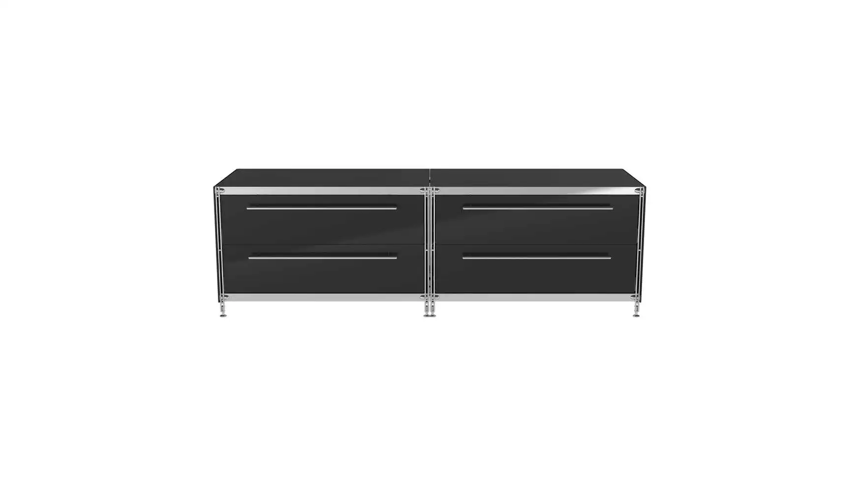 910336 KUBUS Lowboard Metall schwarz mit 2 Doppel-Schubladen 160 cm breit