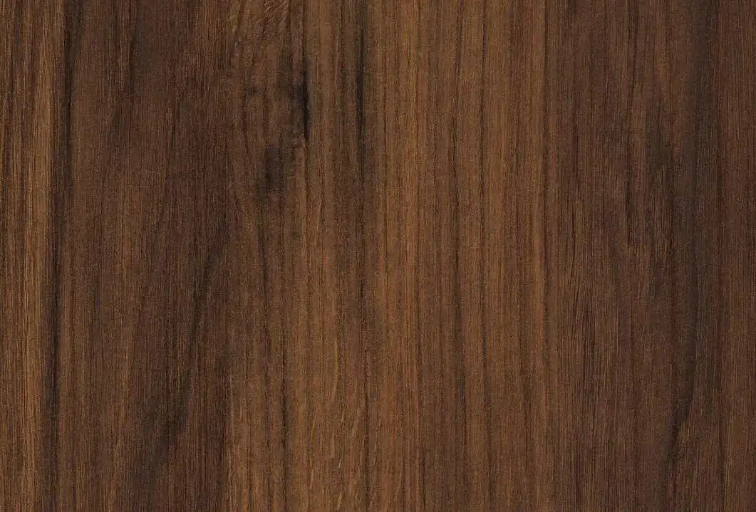 Dekor in edlem Nussbaum-Look mit strapazierfähiger HPL-Beschichtung Kanten umleimt