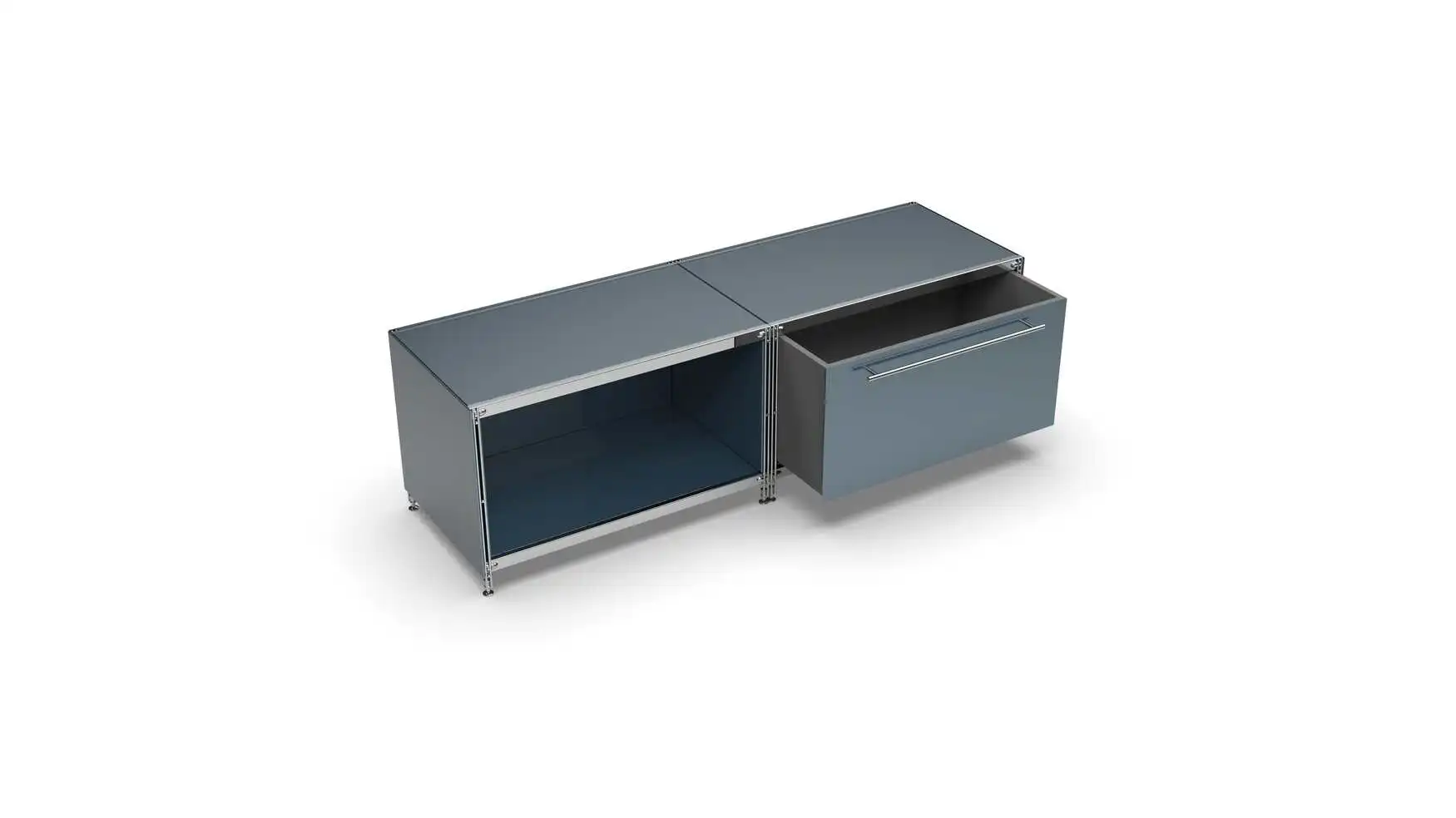 Art. Nr. 910109 Lowboard Metall pulverbeschichtet grau anthrazit 157 x 50 x 50 cm (Breite x Höhe x Tiefe)