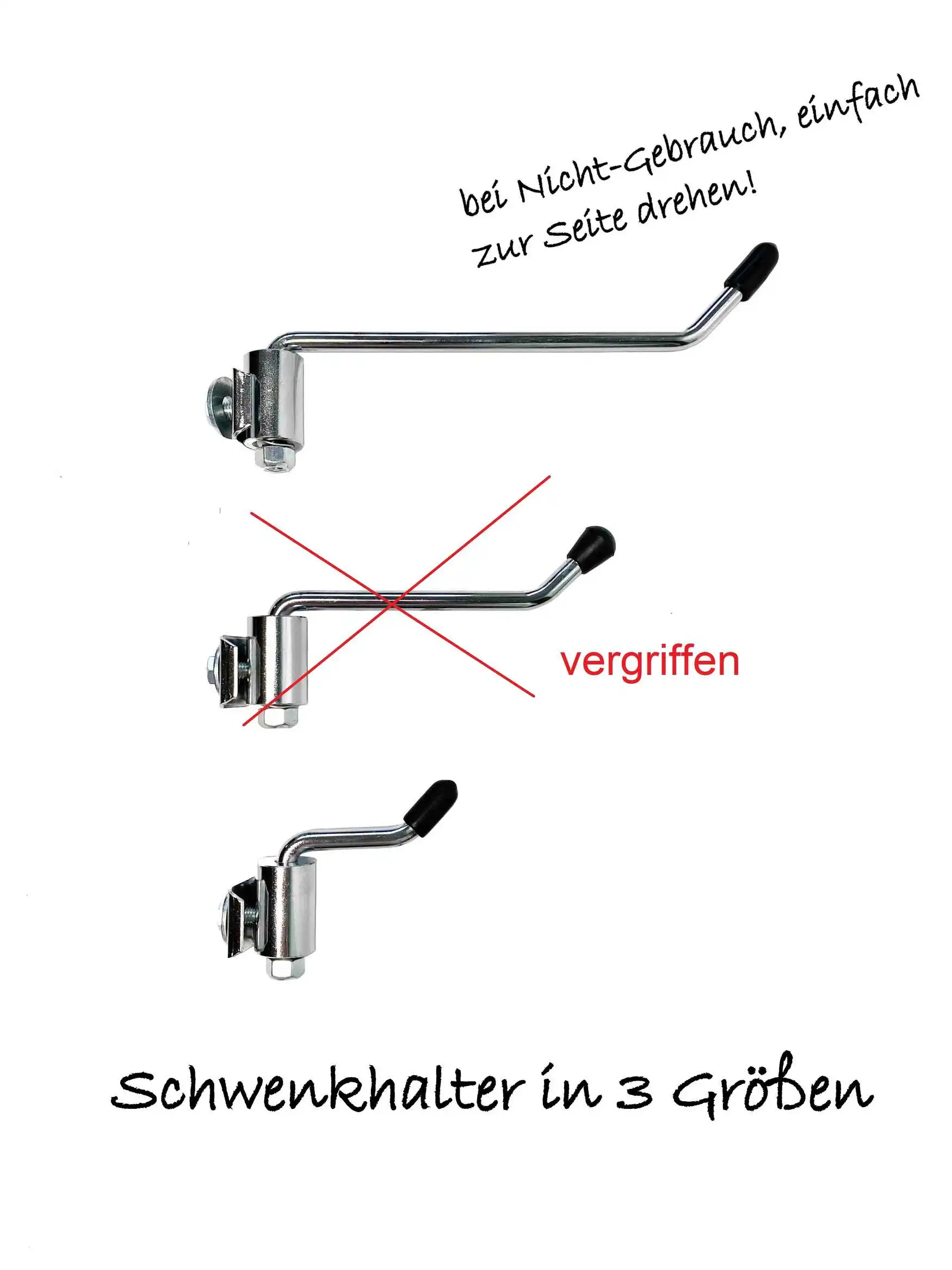 chwenkhalter Metall, verchromt, massive Ausführung ca. 50, 100 oder 1500 mm lang