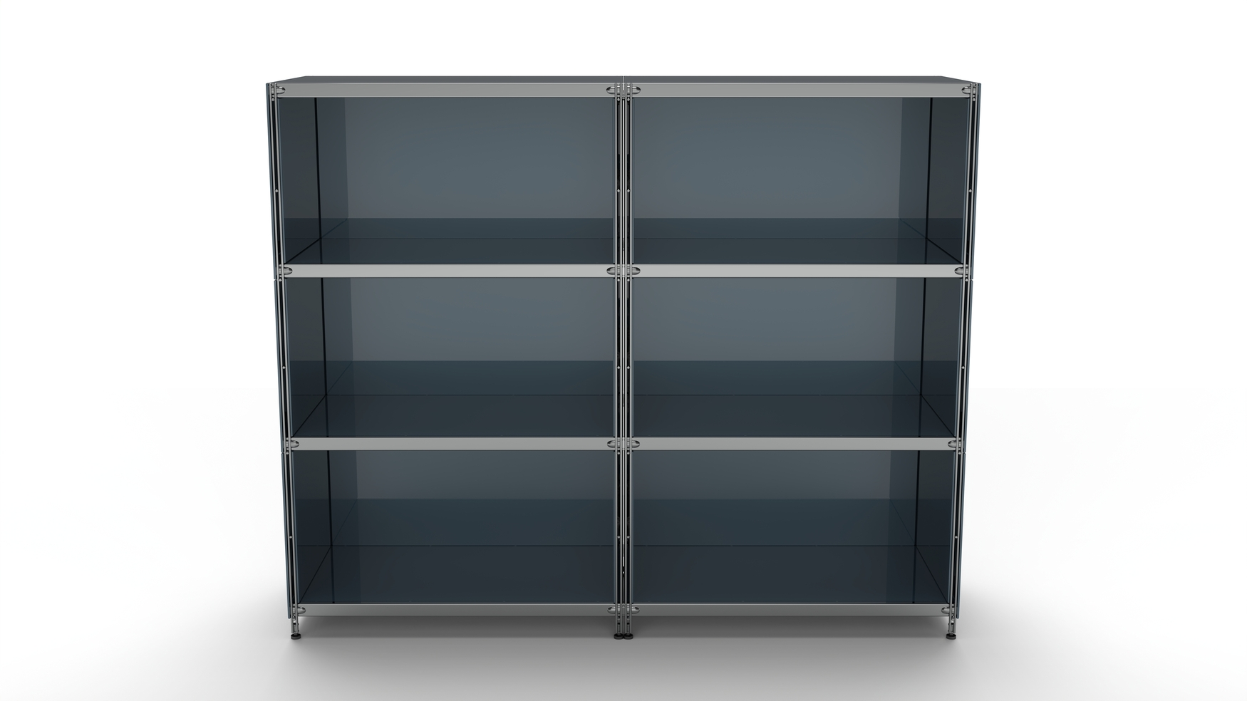 KUBUS Highboard Metall anthrazit pulverbeschichtet mit 6 offenen Fächern 160 cm breit 130 cm hoch