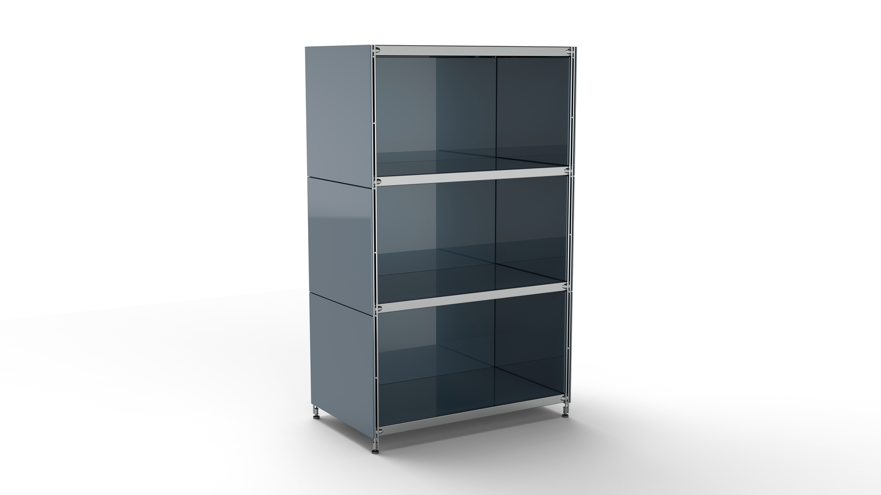 Balton KUBUS Highboard Metall anthrazit pulverbeschichtet mit 3 offenen Fächern 79 cm breit 130 cm hoch