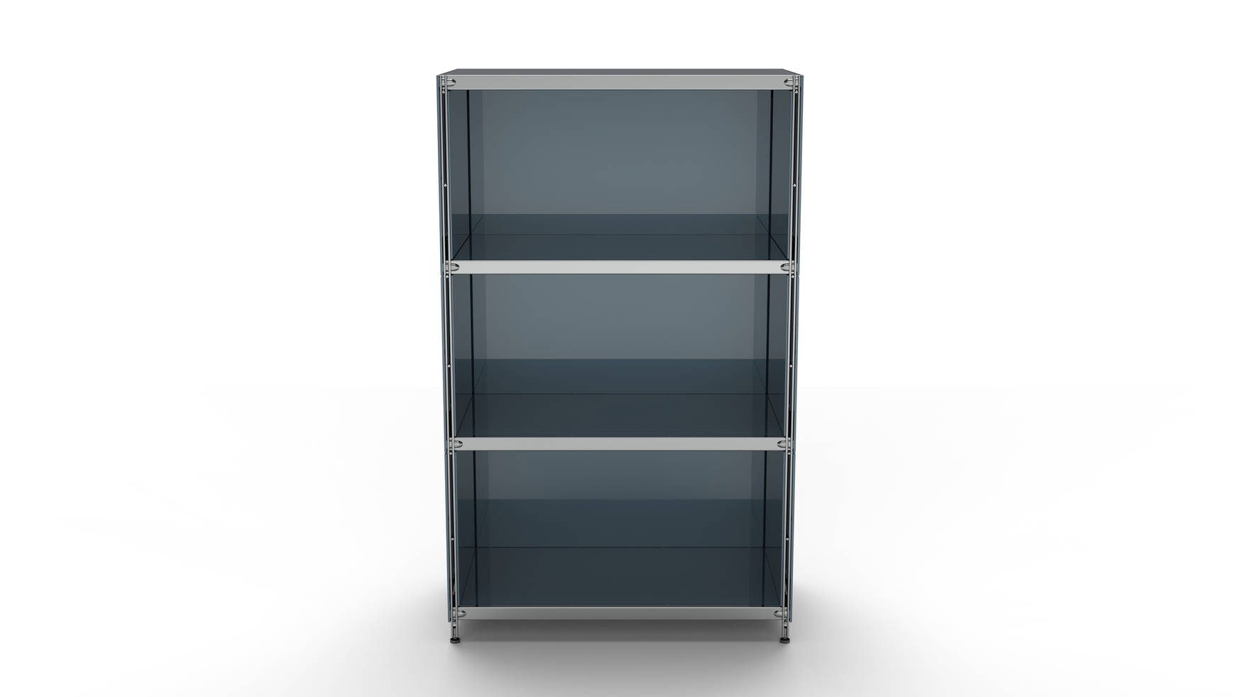KUBUS Highboard Metall anthrazit pulverbeschichtet mit 3 offenen Fächern 79 cm breit 130 cm hoch BALTON-KUBUS