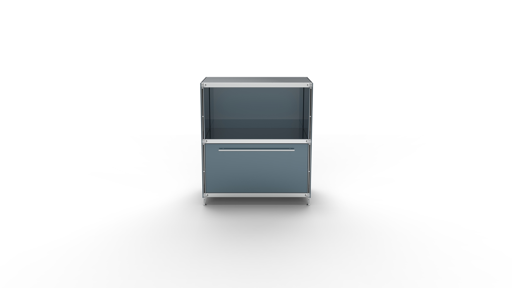 KUBUS Sideboard Metall anthrazit pulverbeschichtet mit 1 Fach offen + 1 großen Schublade 79 cm breit