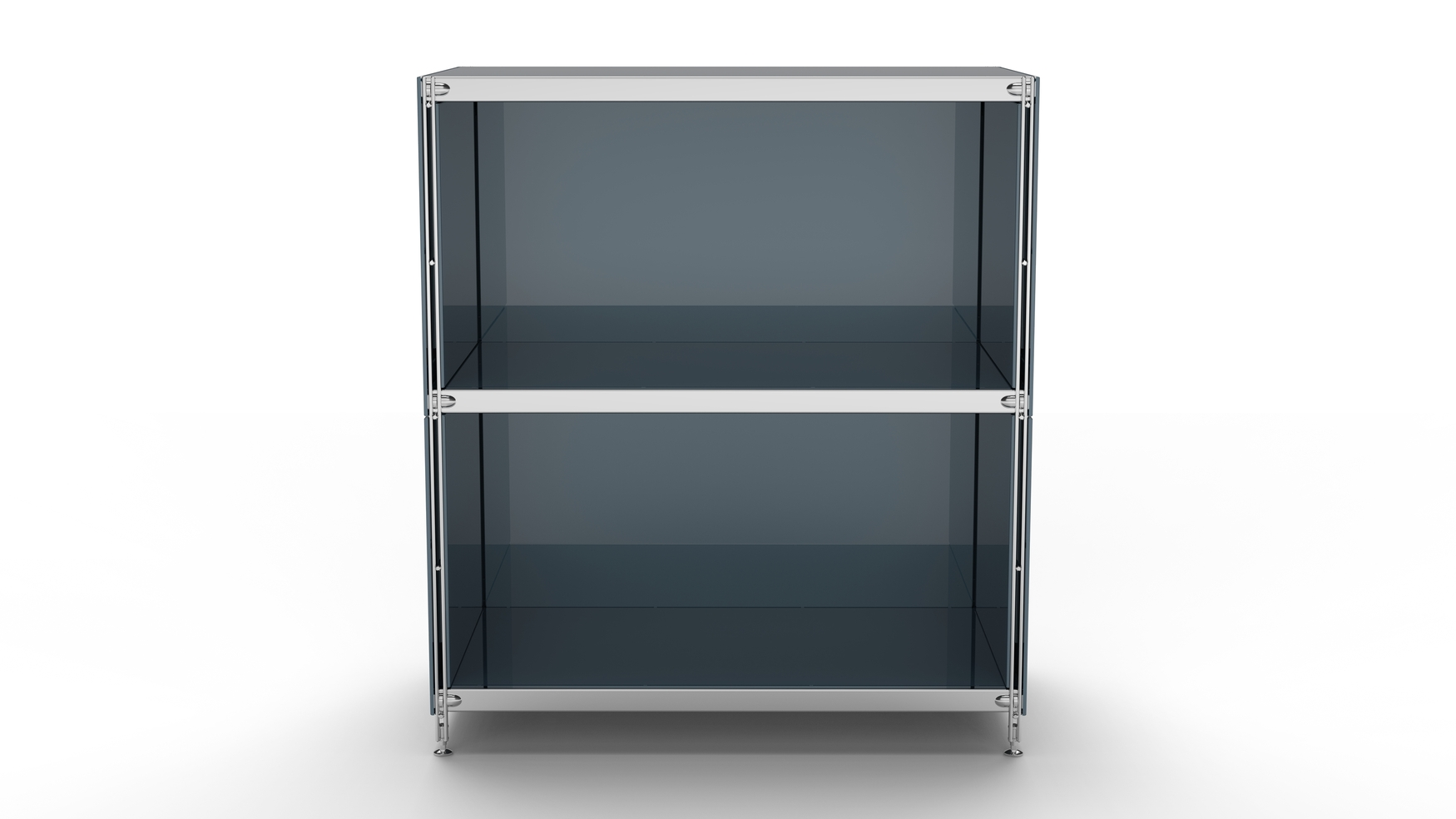 KUBUS Sideboard Metall anthrazit pulverbeschichtet mit 2 offenen Fächern 80 cm breit