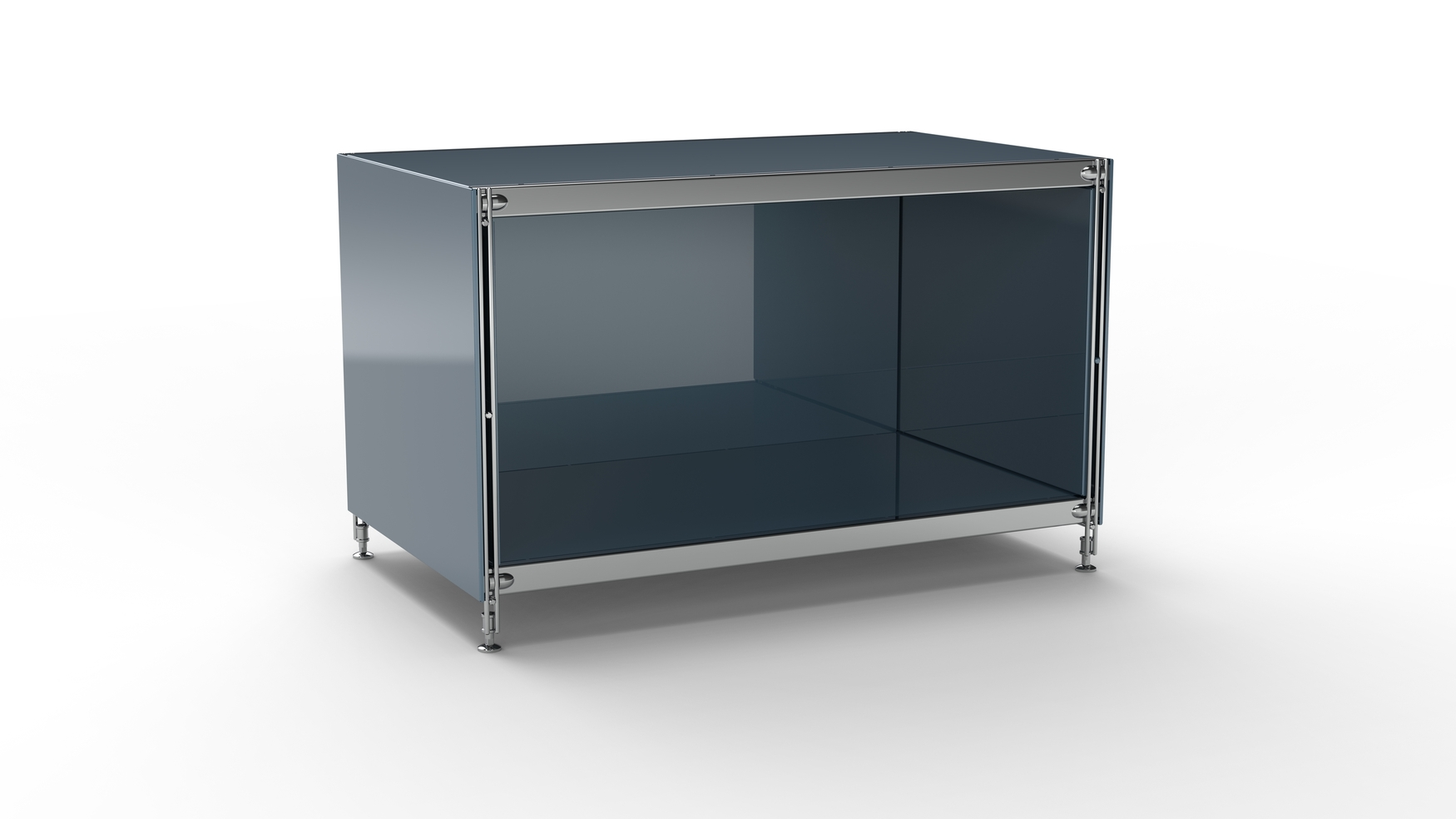 KUBUS Lowboard Metall anthrazit pulverbeschichtet mit offenem Fach 80 cm breit