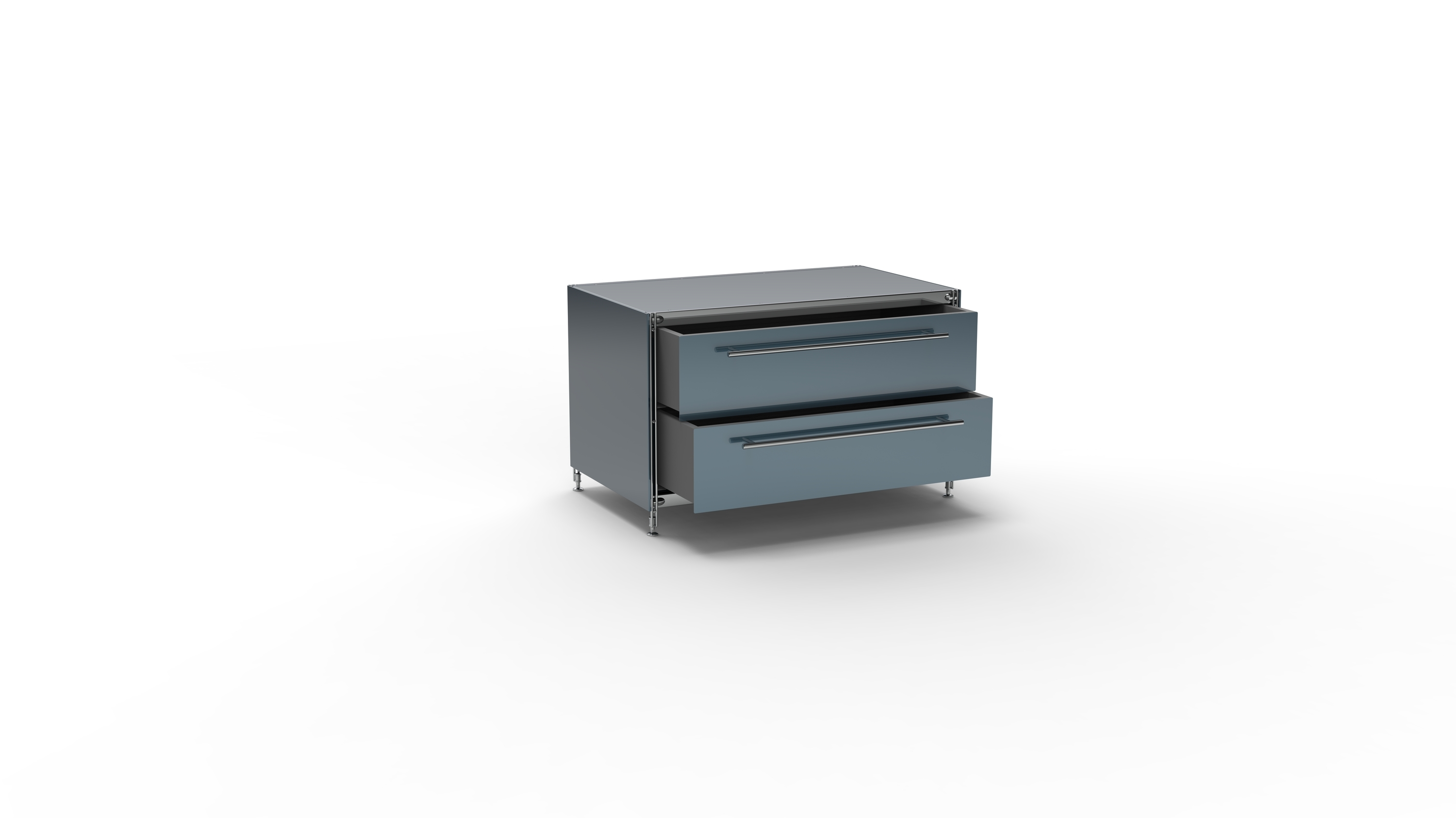 KUBUS Lowboard Metall anthrazit pulverbeschichtet mit Doppel-Schublade 79 cm breit