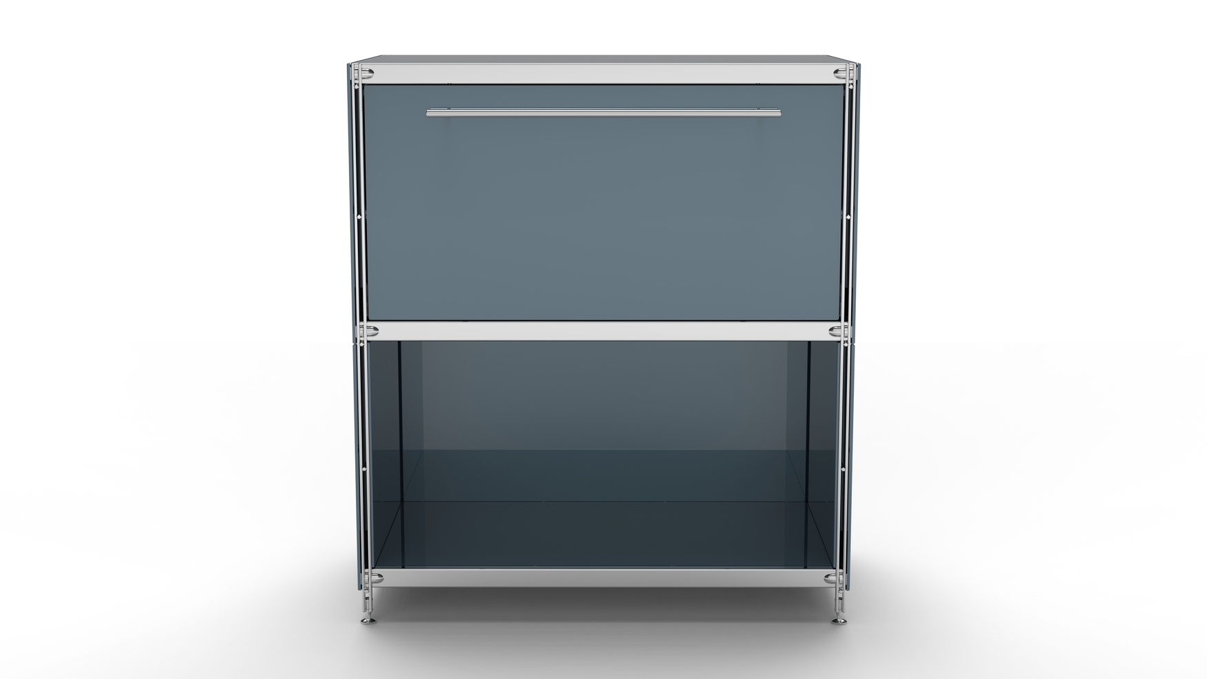 KUBUS Sideboard Metall anthrazit pulverbeschichtet grau mit 1 großen Schublade + 1 Fach offen 80 cm breit