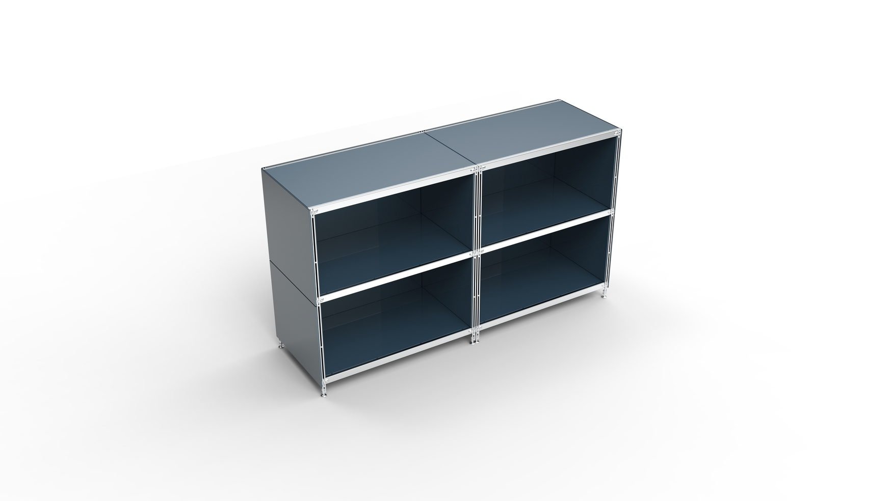 KUBUS Sideboard Metall anthrazit pulverbeschichtet mit 4 offenen Fächern 160 cm breit