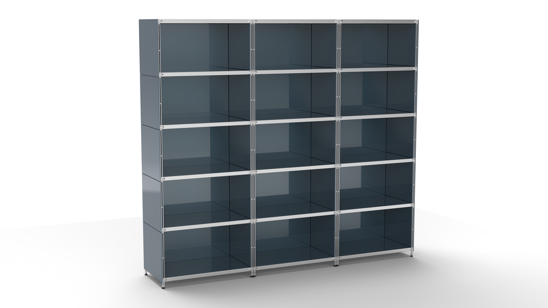 Balton KUBUS Highboard Metall anthrazit mit 15 offenen Fächern 235 cm breit 50 cm tief 210 cm hoch