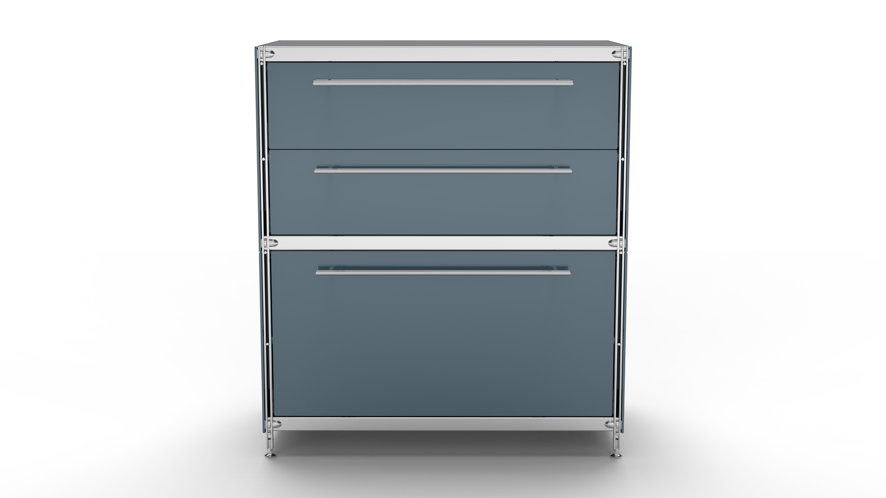 KUBUS Sideboard Metall anthrazit pulverbeschichtet grau mit Doppel-Schublade + Schublade groß 80 cm breit