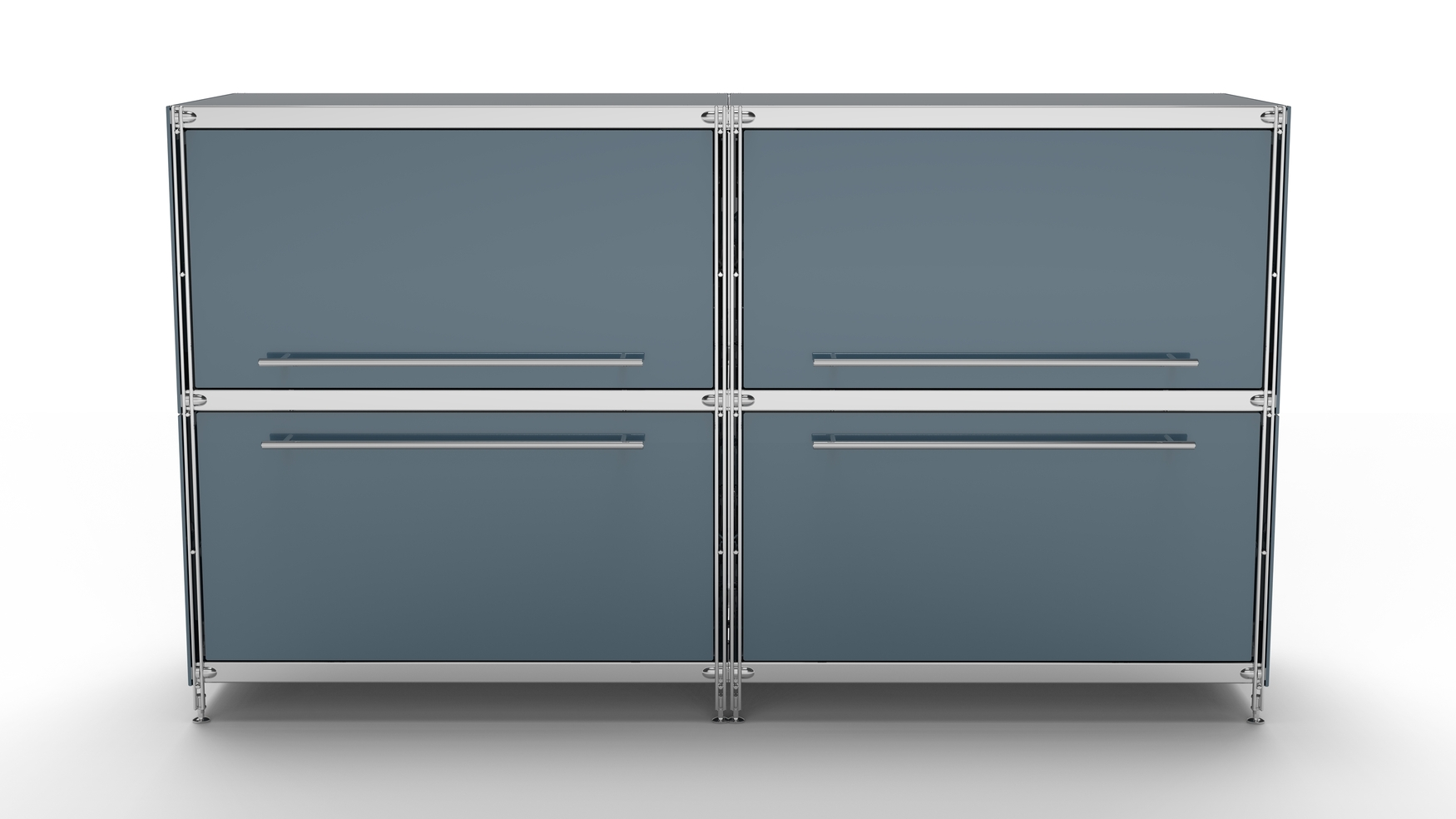 KUBUS Sideboard Metall anthrazit pulverbeschichtet mit 2 Klappen + 2 großen Schubladen 160 cm breit