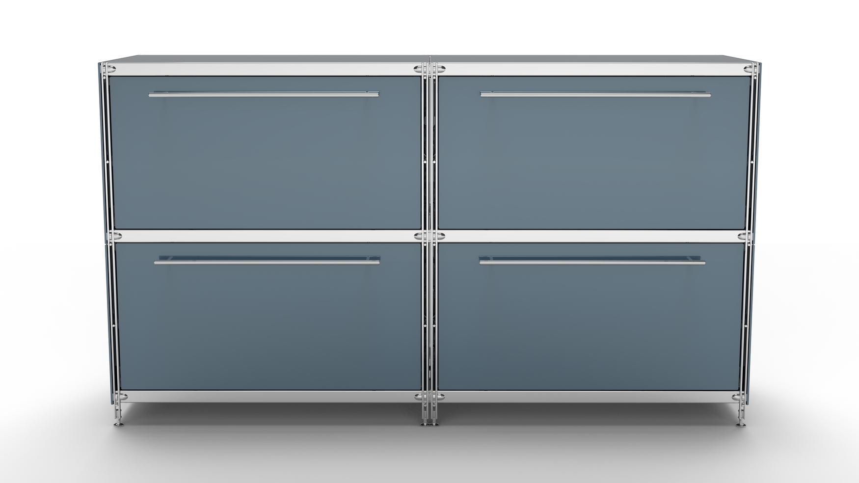 KUBUS Sideboard Metall anthrazit pulverbeschichtet mit 4 großen Schubladen 160 cm breit