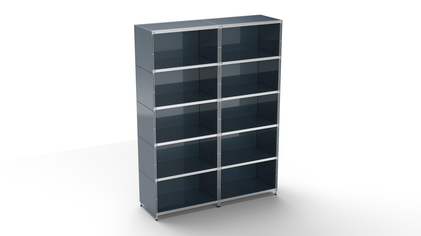 Balton KUBUS Highboard Metall anthrazit mit 10 offenen Fächern 160 cm breit