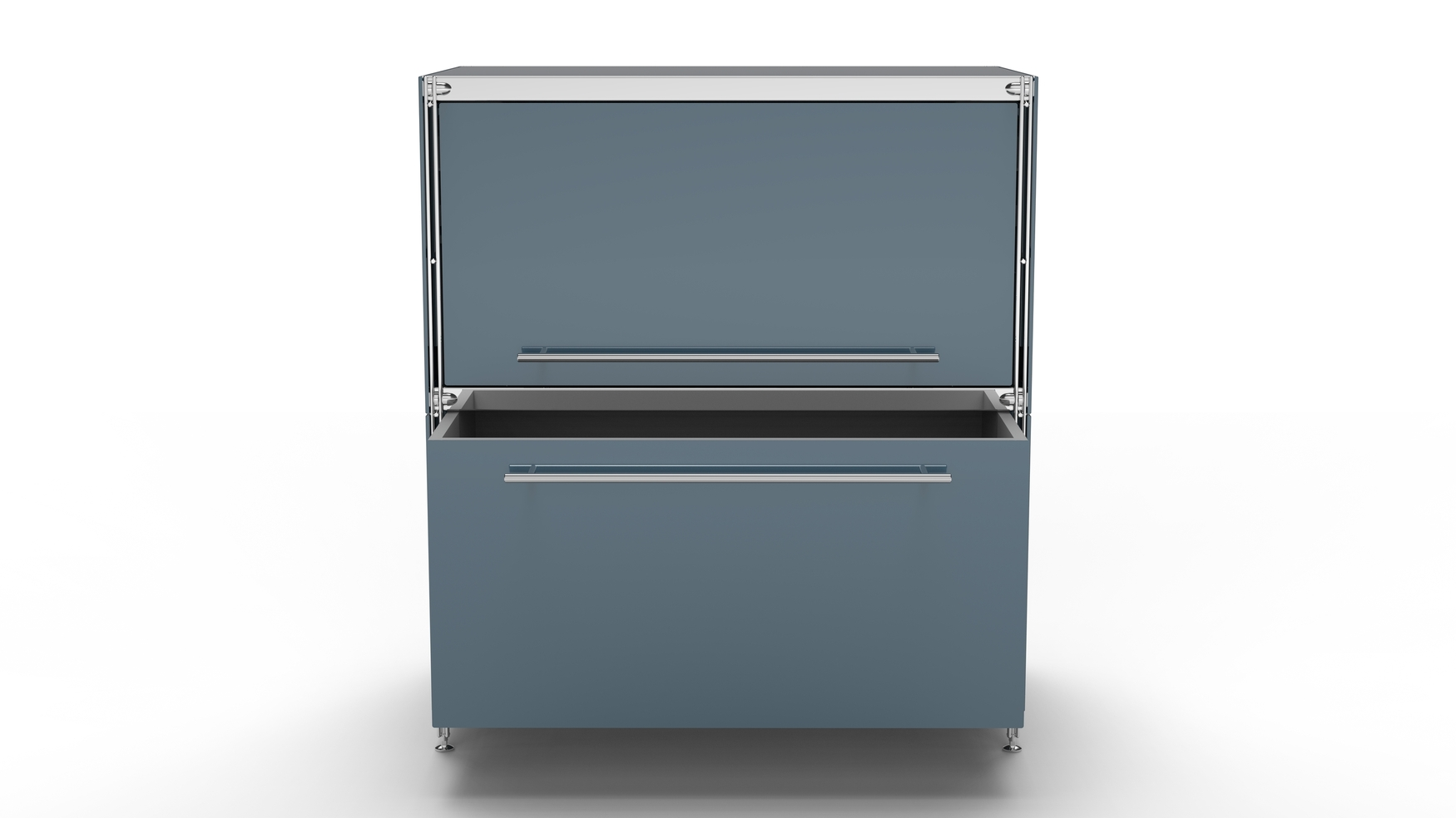 KUBUS Sideboard Metall anthrazit pulverbeschichtet grau mit 1 Klappe + 1 großen Schubladen 80 cm breit