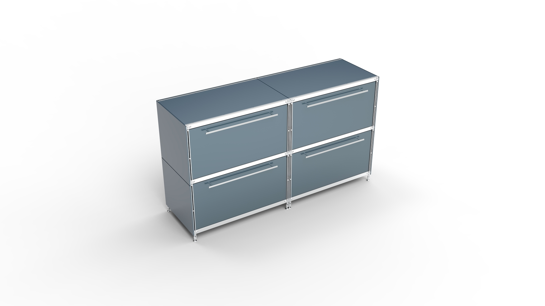 KUBUS Sideboard Metall anthrazit pulverbeschichtet mit 4 großen Schubladen 160 cm breit