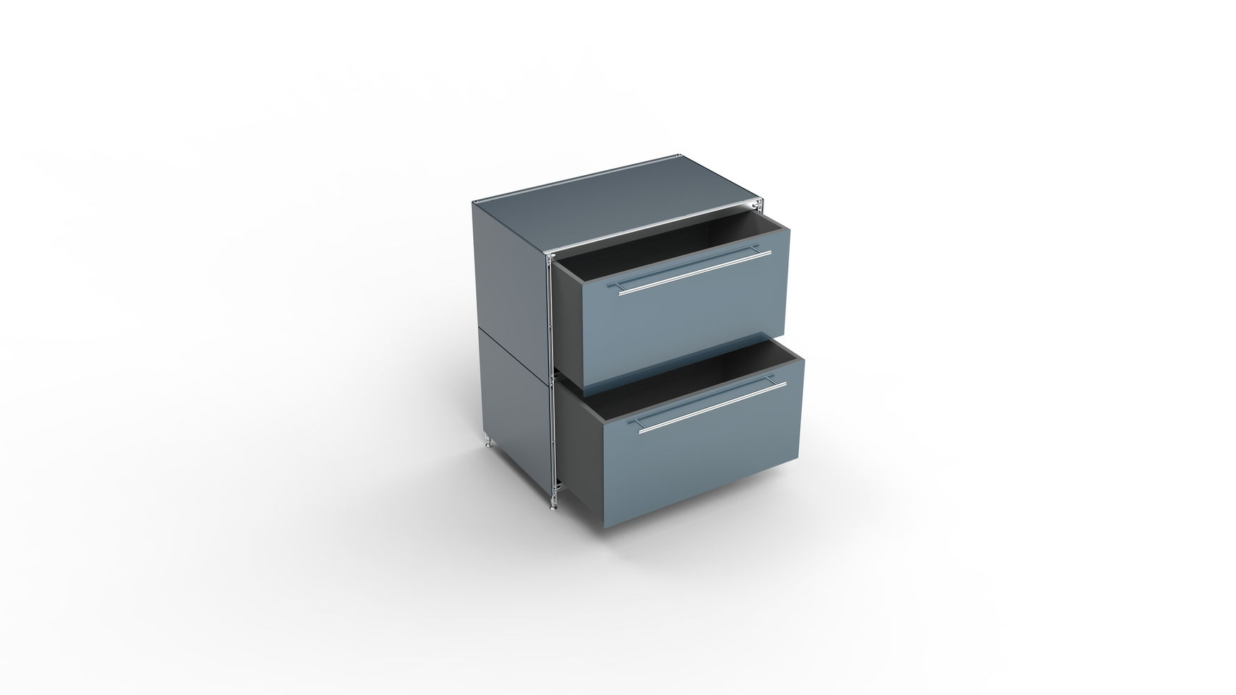 KUBUS Sideboard Metall anthrazit pulverbeschichtet mit 2 großen Schubladen 80 cm breit