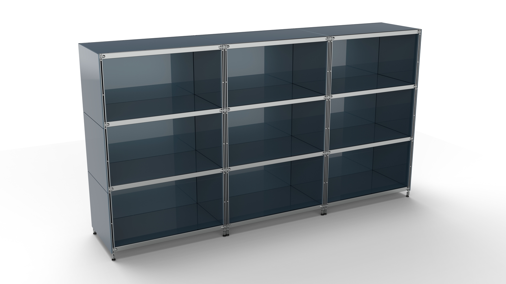 KUBUS KUBUS Highboard Metall anthrazit grau mit 9 offenen Fächern 235 cm breit 130 cm hoch 130 cm hoch