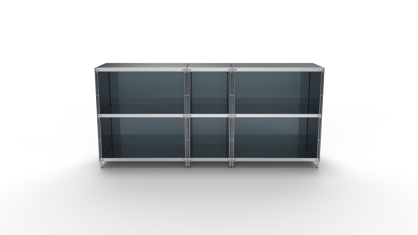 KUBUS Sideboard Metall anthrazit mit 6 offenen Fächern 196 cm breit