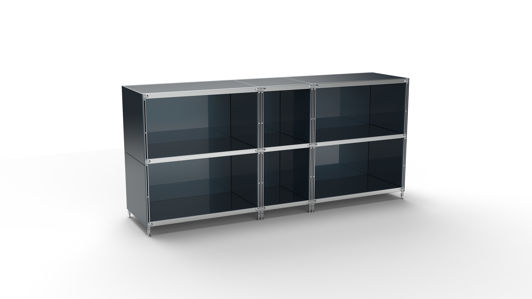 KUBUS Sideboard Metall anthrazit mit 6 offenen Fächern 196 cm breit